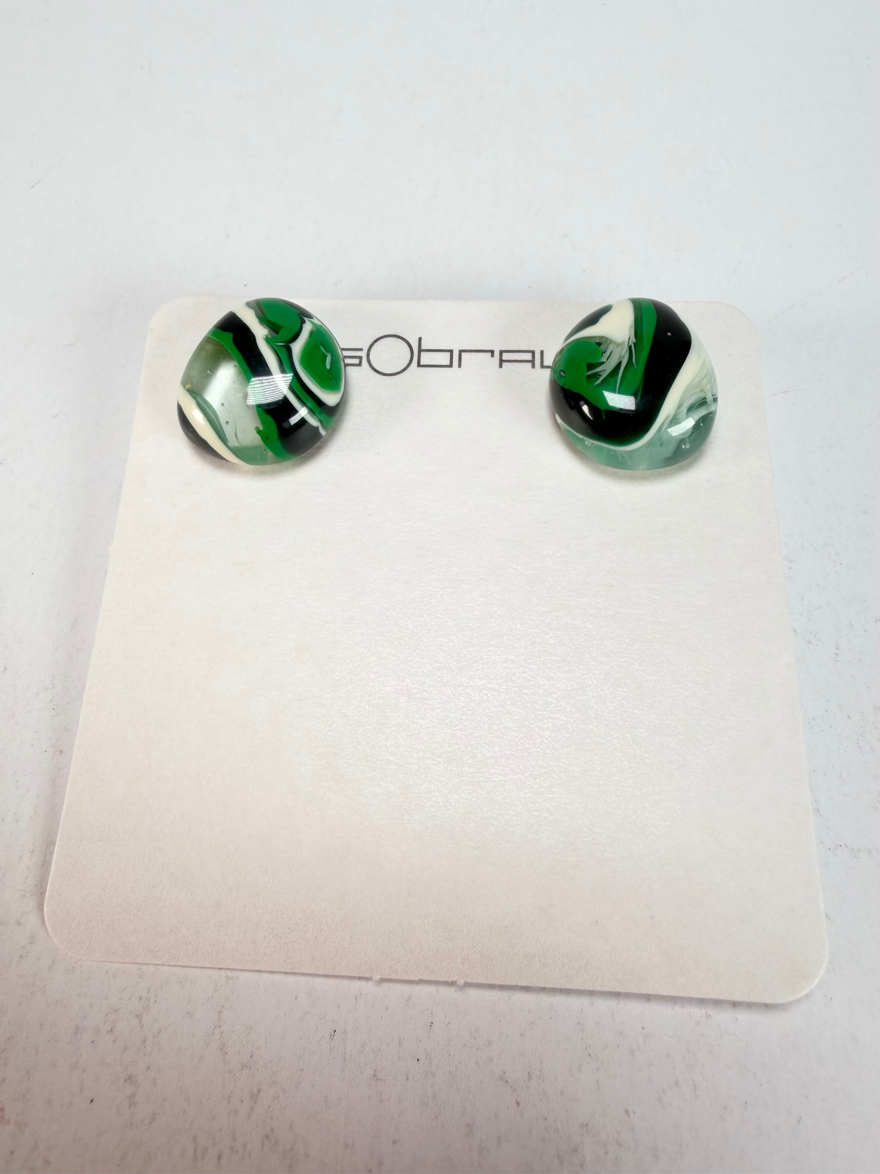 Sobral - Onda Verde "Wave" Green Resin Earrings ( 005330 )