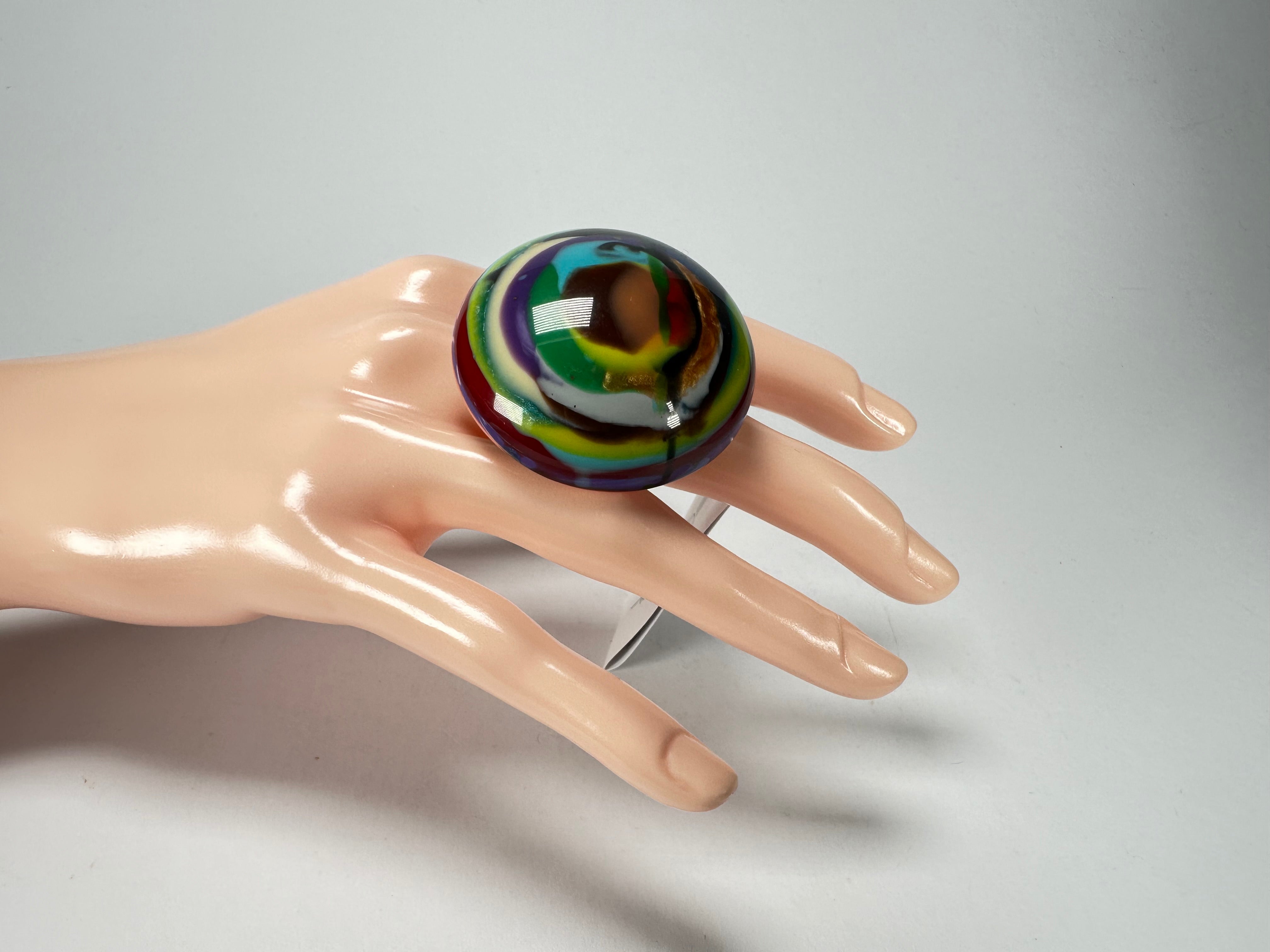 Sobral - Multi-Colour "Moscou K" Resin Ring ( 003605 ) - Size UK S / US 9