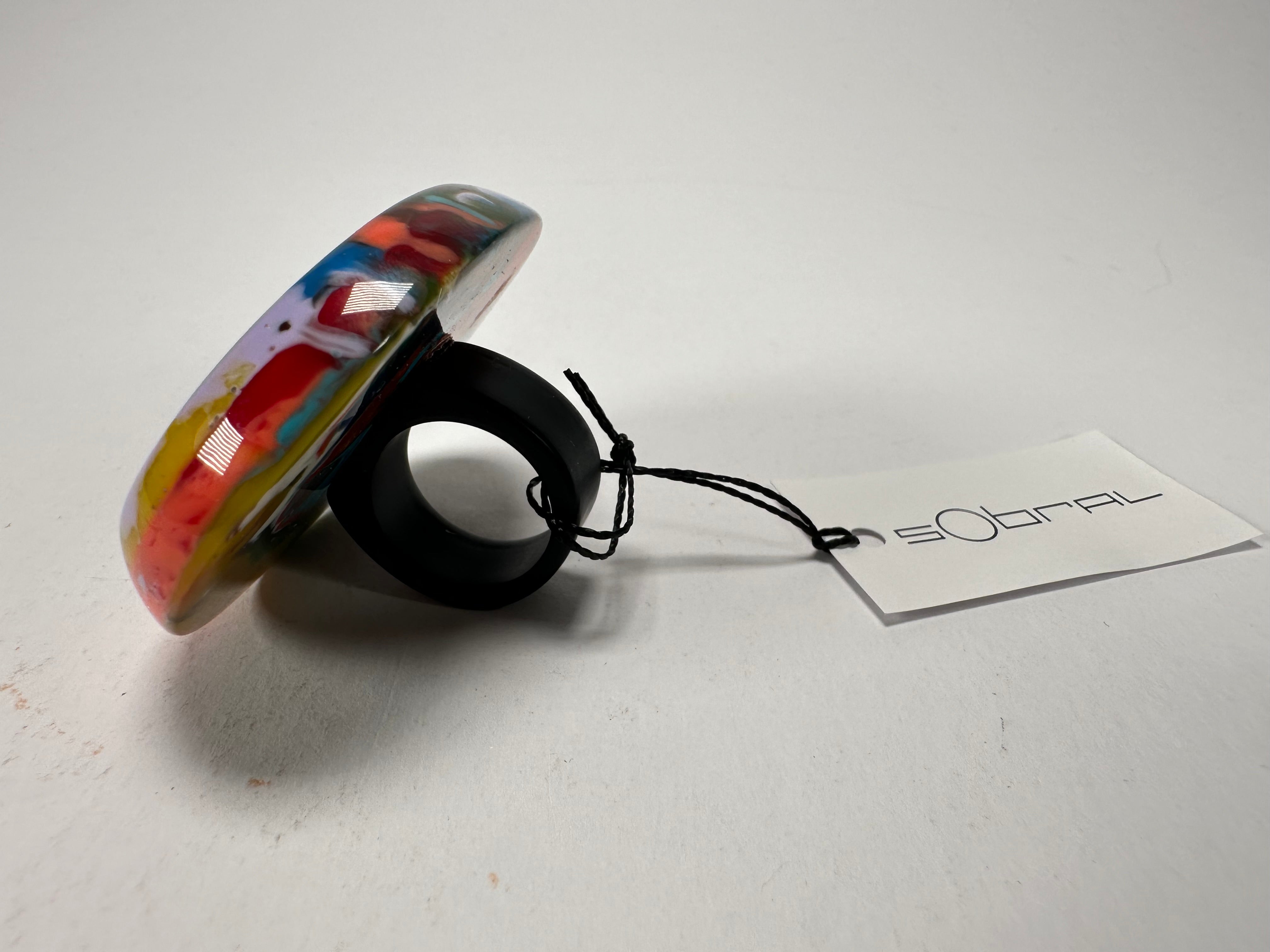 Sobral - Multi-Colour "Munique" K.Polido Resin Ring ( 005145 ) - Size UK N / US 6.5