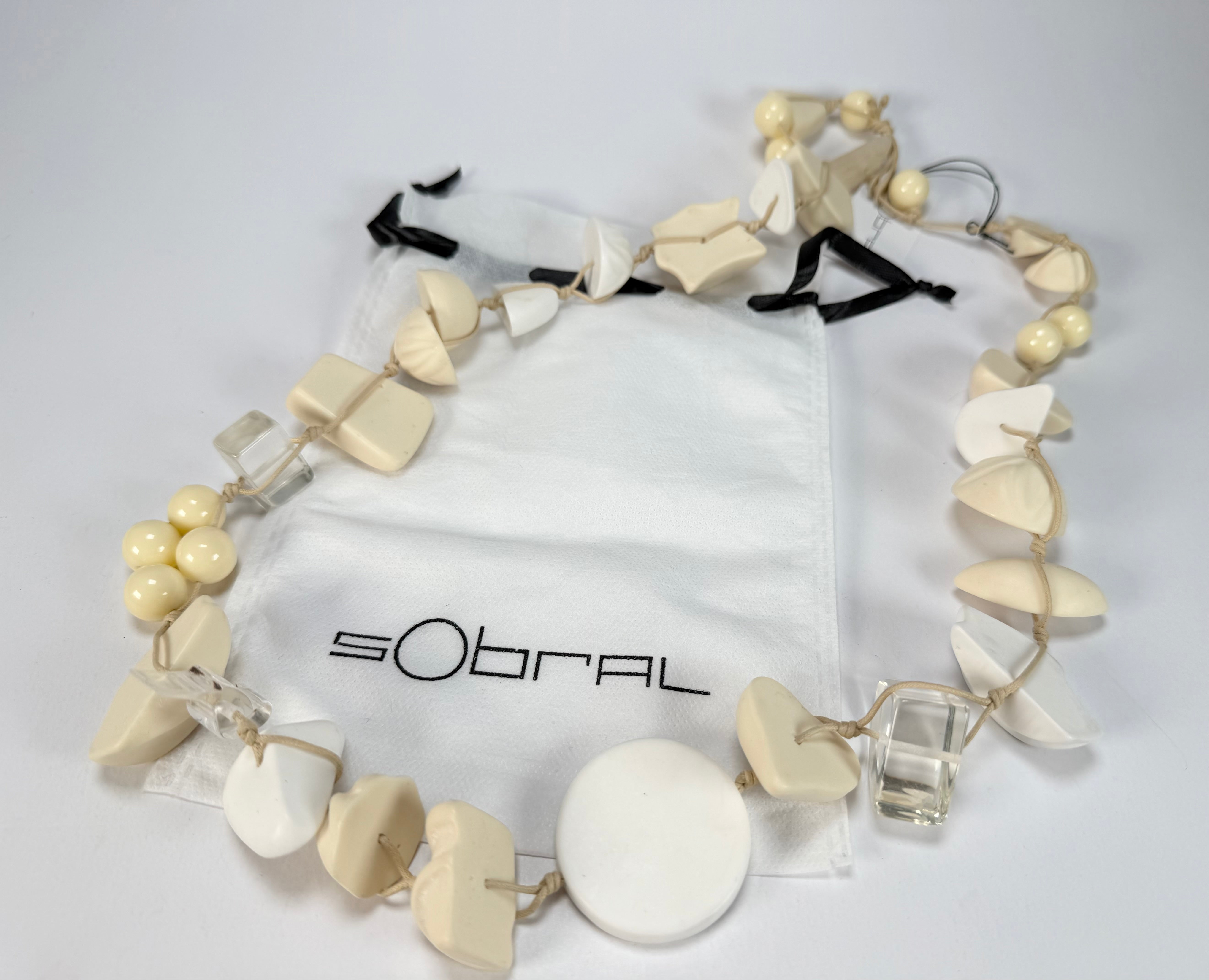 Sobral - Indiana "Aventuras" Marfim Cream Mix 110cm Resin Necklace ( 000038 )