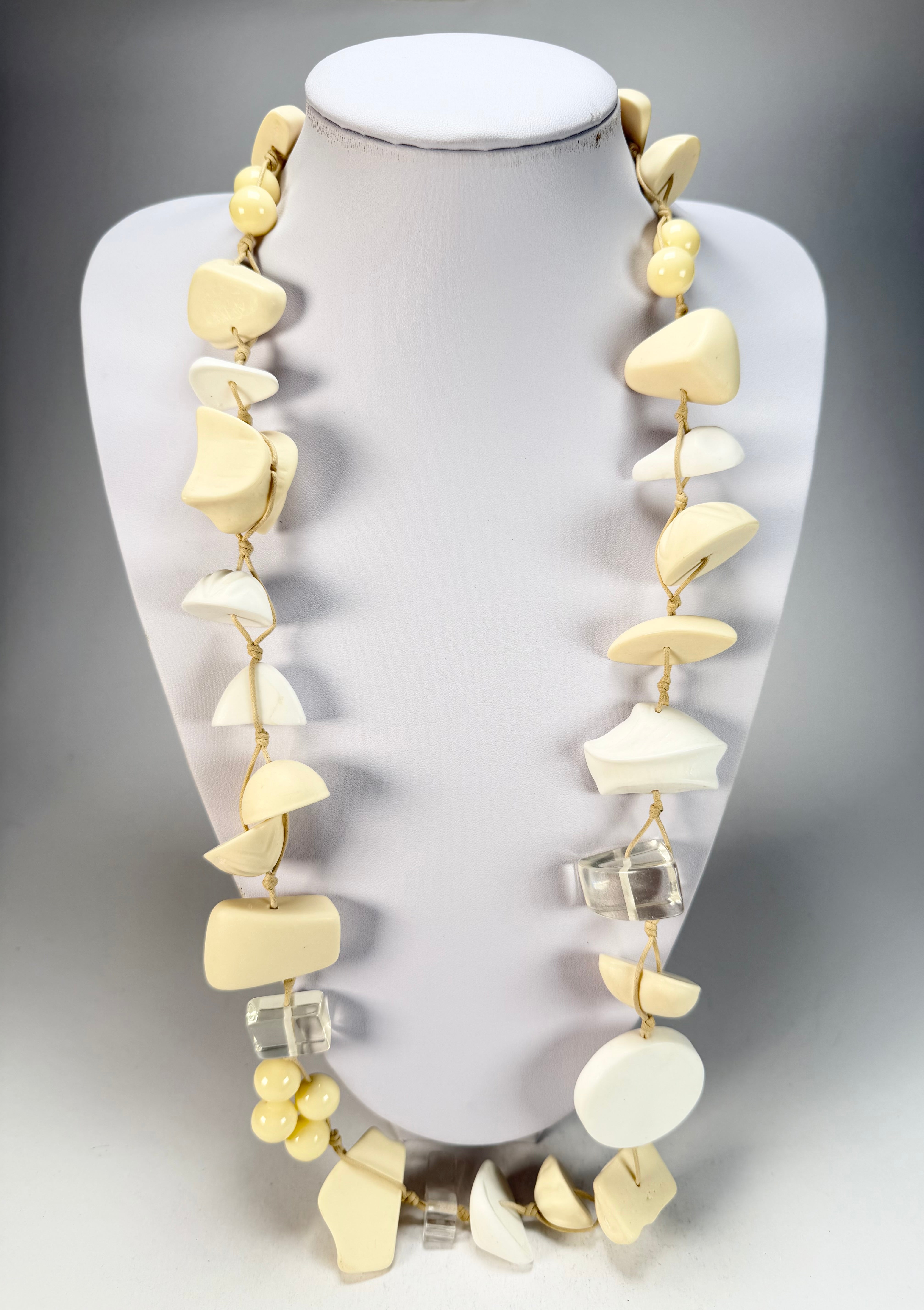 Sobral - Indiana "Aventuras" Marfim Cream Mix 110cm Resin Necklace ( 000038 )