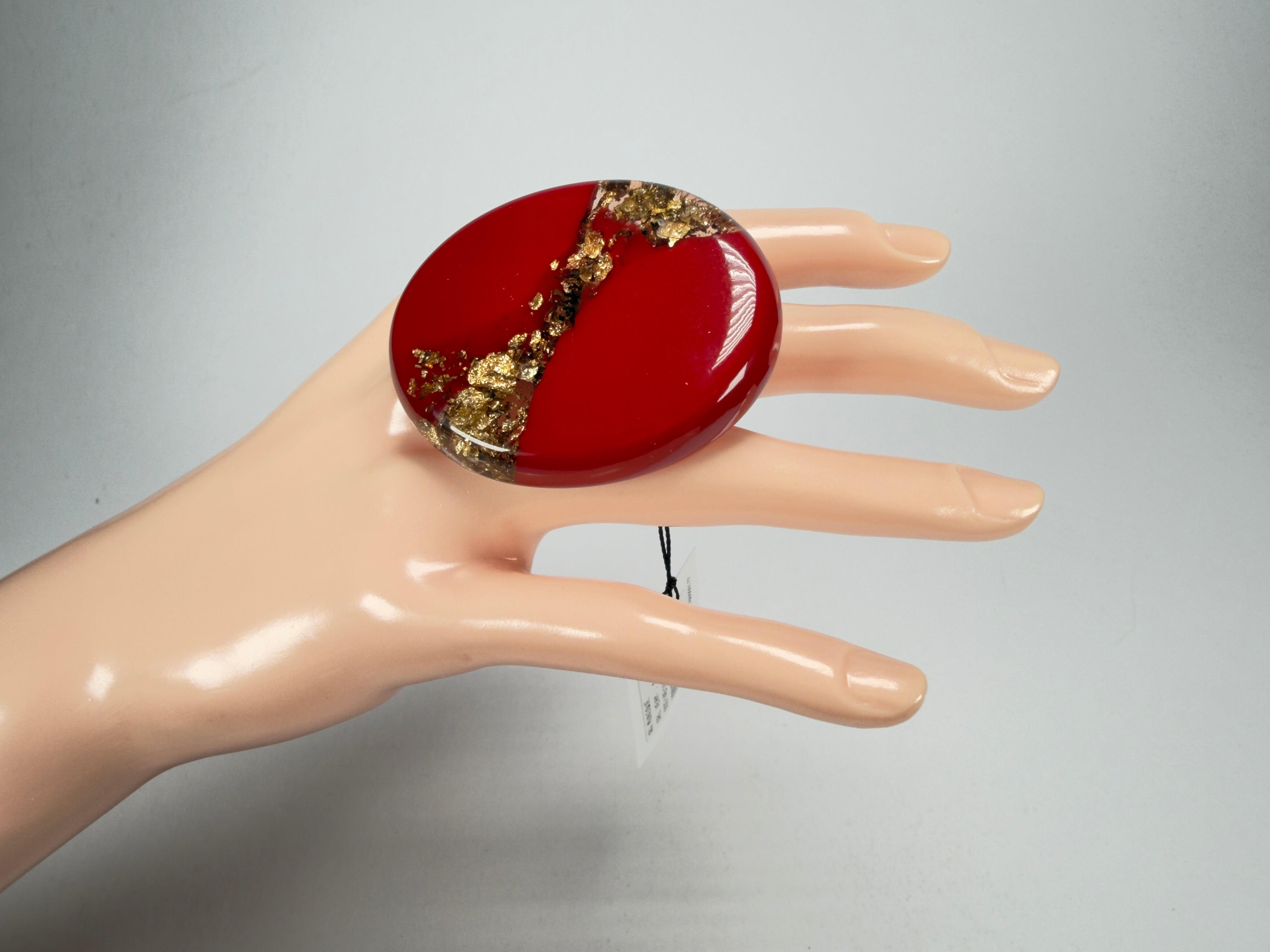 Sobral - Metalique "Munique" Orlando Red Resin Ring ( 005145 ) - Size UK N / US 6.5