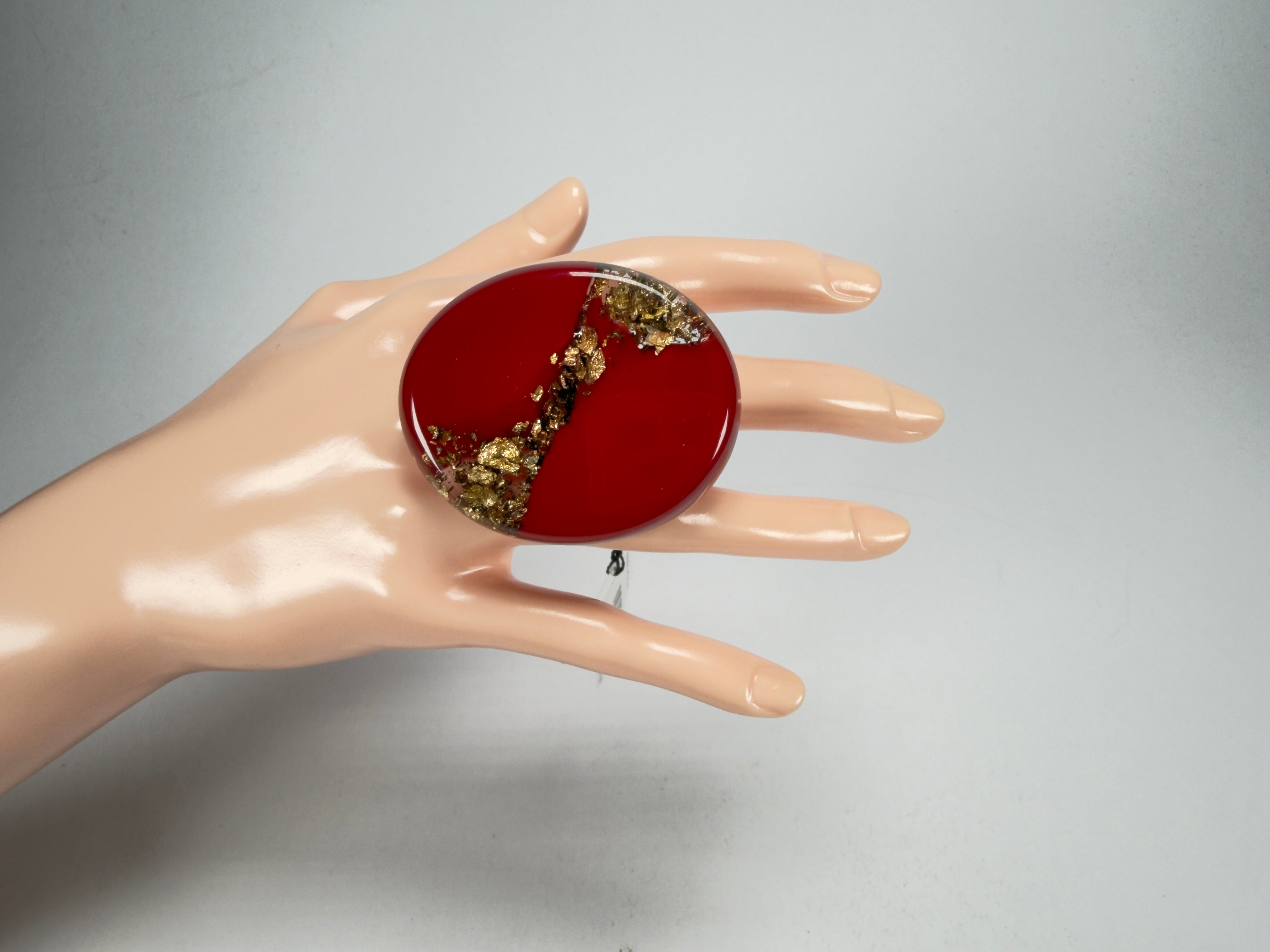 Sobral - Metalique "Munique" Orlando Red Resin Ring ( 005145 ) - Size UK N / US 6.5