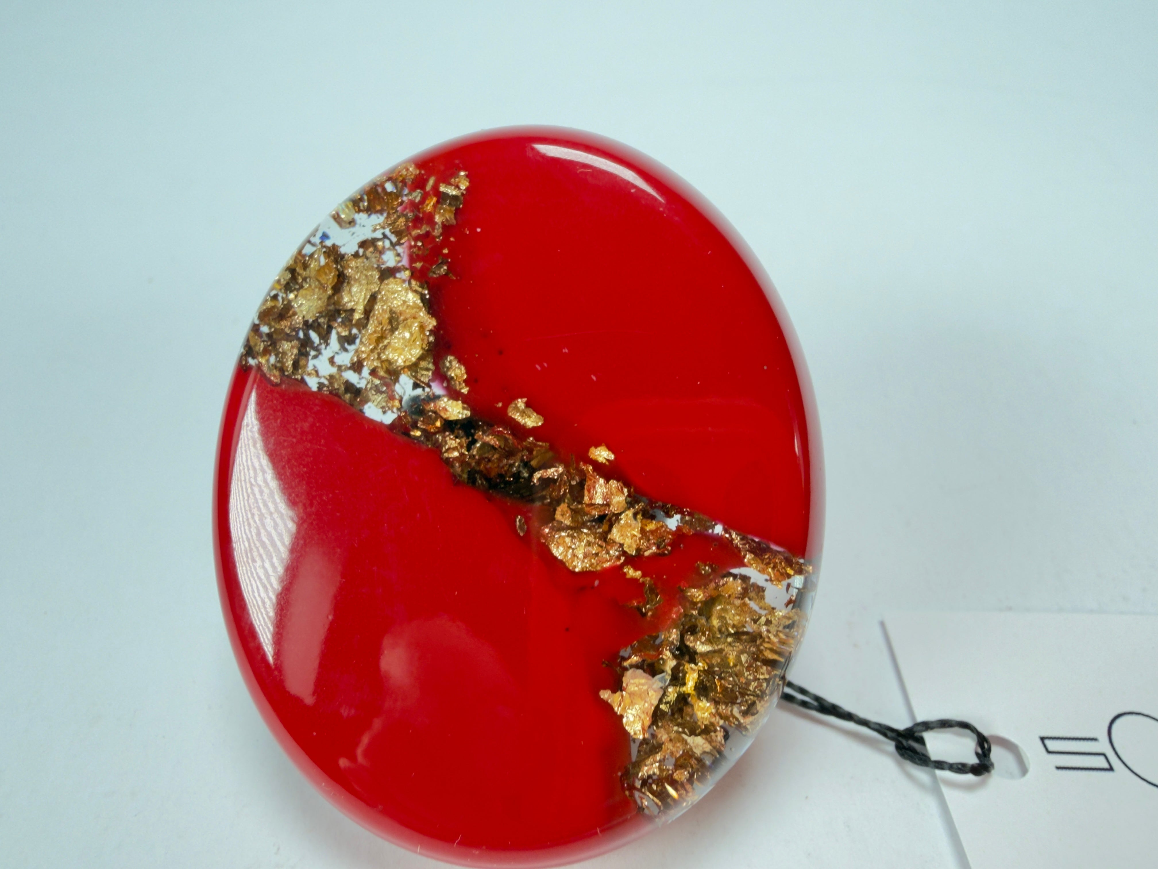 Sobral - Metalique "Munique" Orlando Red Resin Ring ( 005145 ) - Size UK N / US 6.5