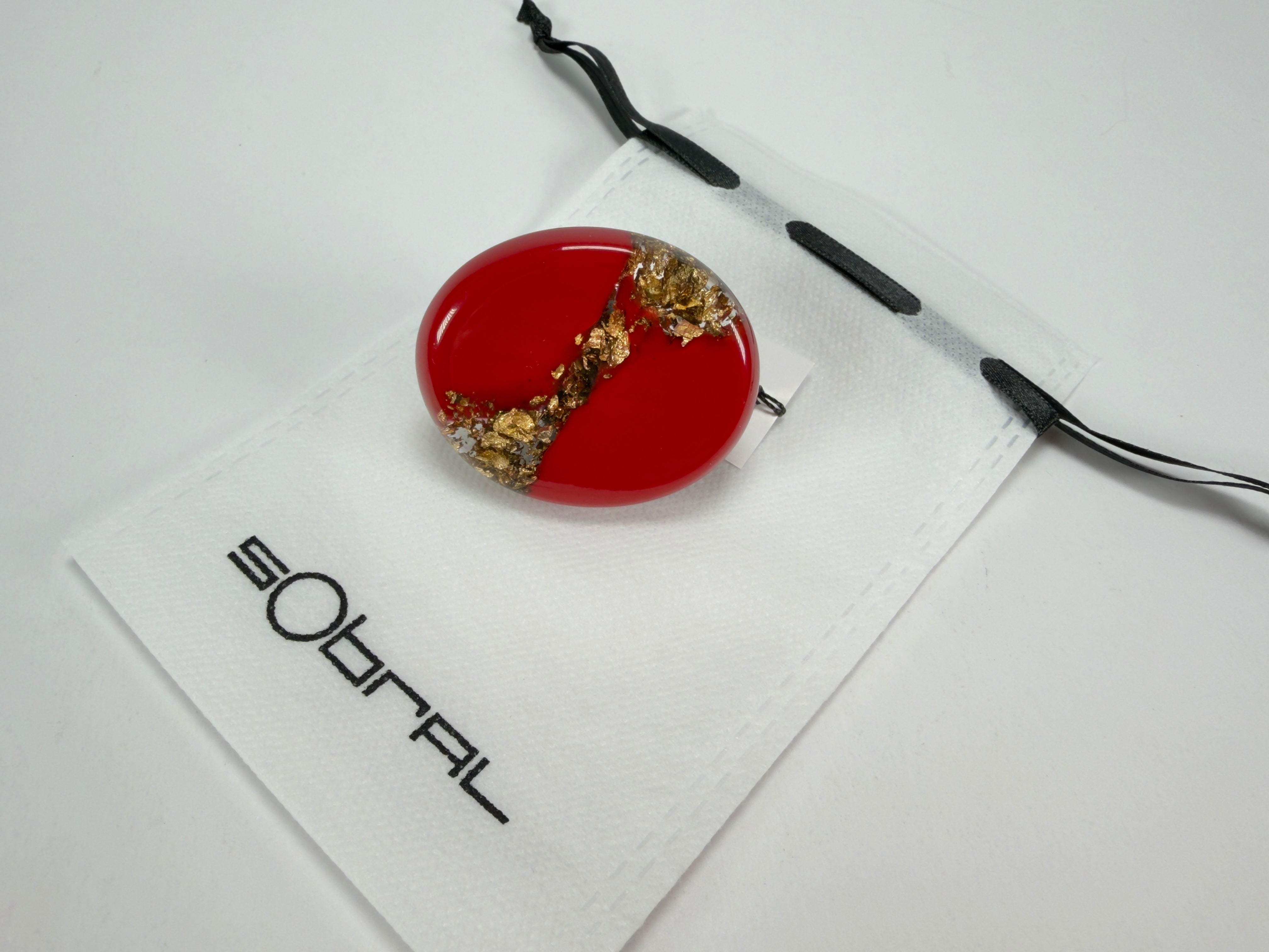 Sobral - Metalique "Munique" Orlando Red Resin Ring ( 005145 ) - Size UK N / US 6.5