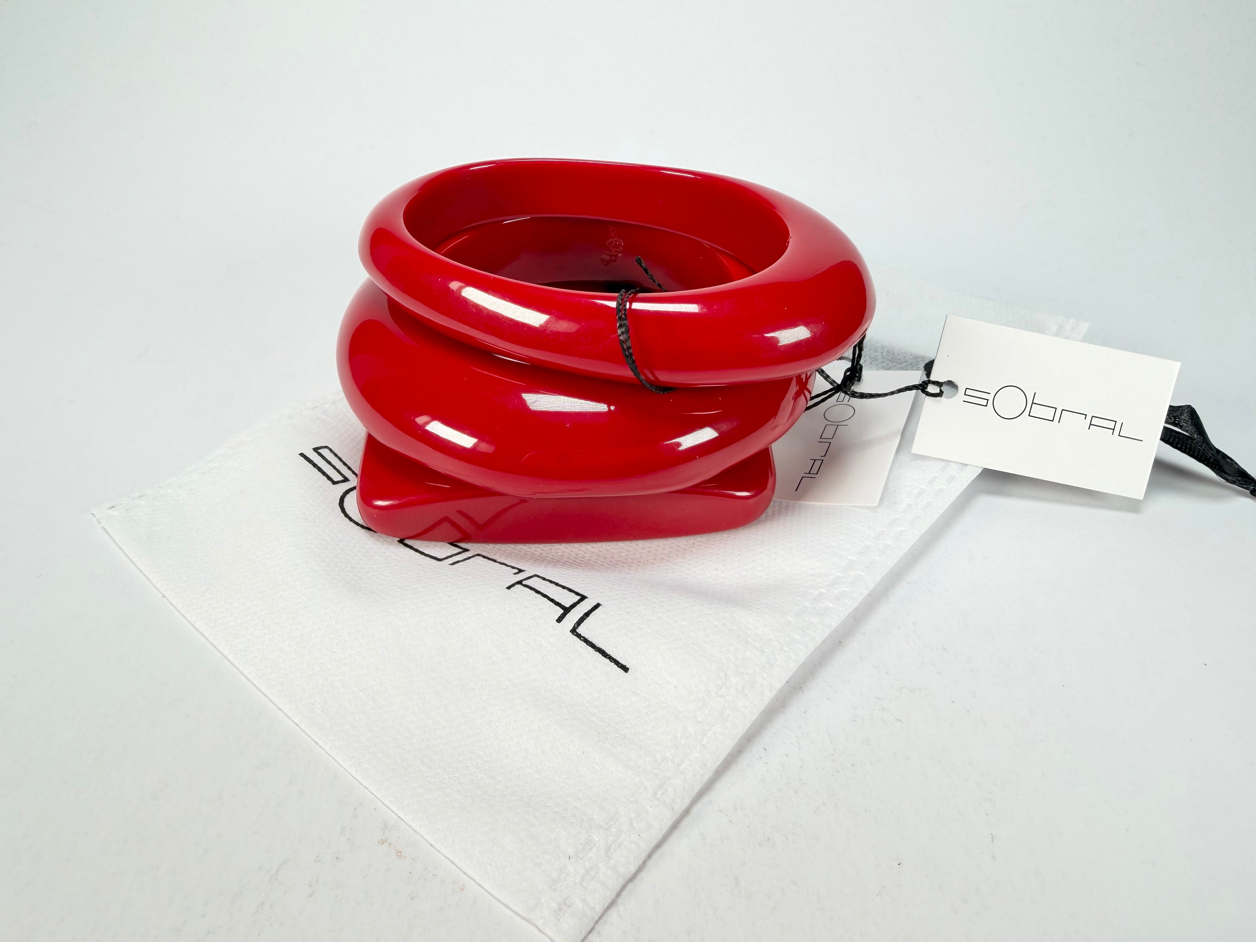 Sobral - Studio "Stacker " 3 Red Resin Solid Bangle Set ( 005161 )