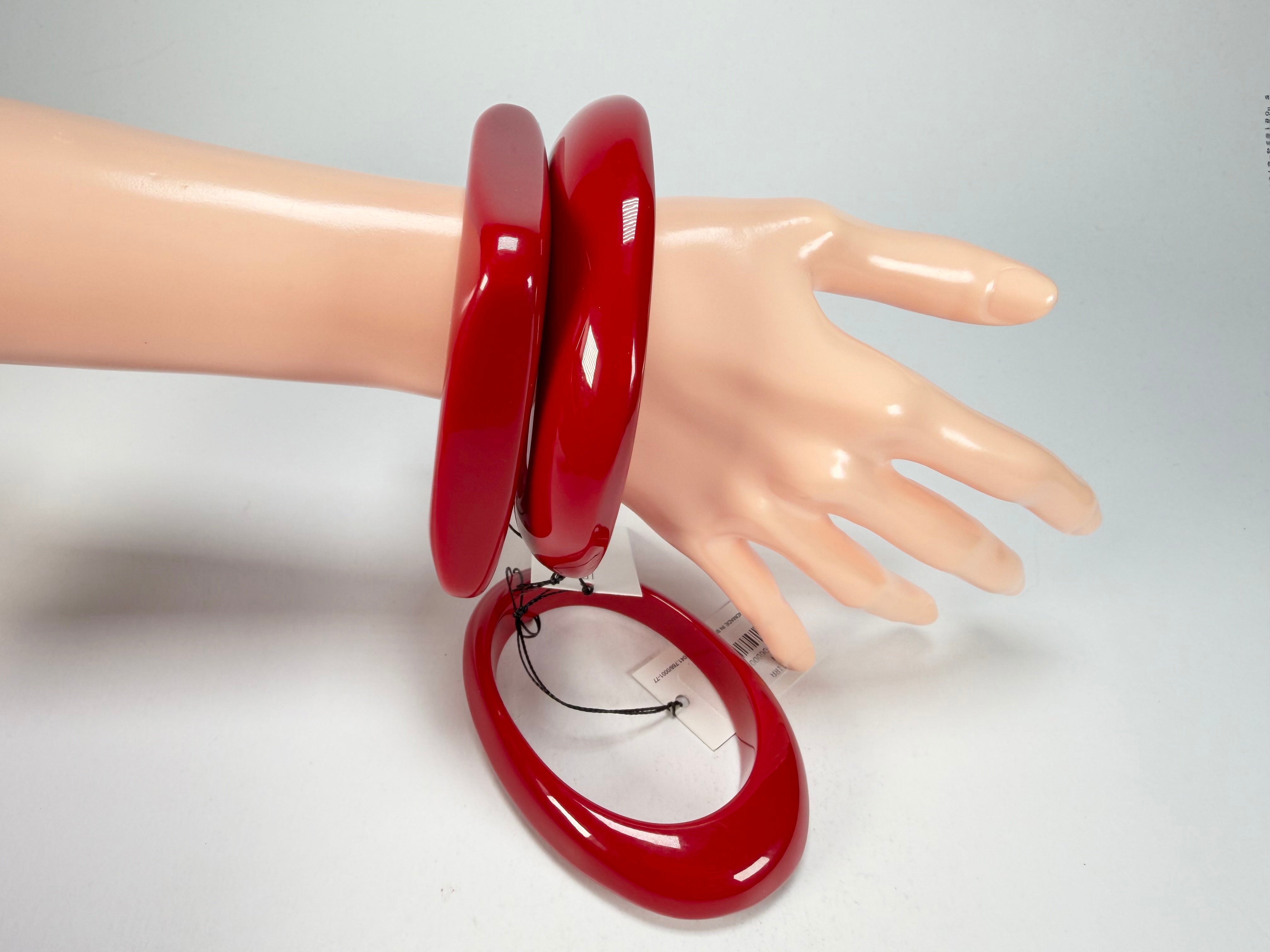 Sobral - Studio "Stacker " 3 Red Resin Solid Bangle Set ( 005161 )