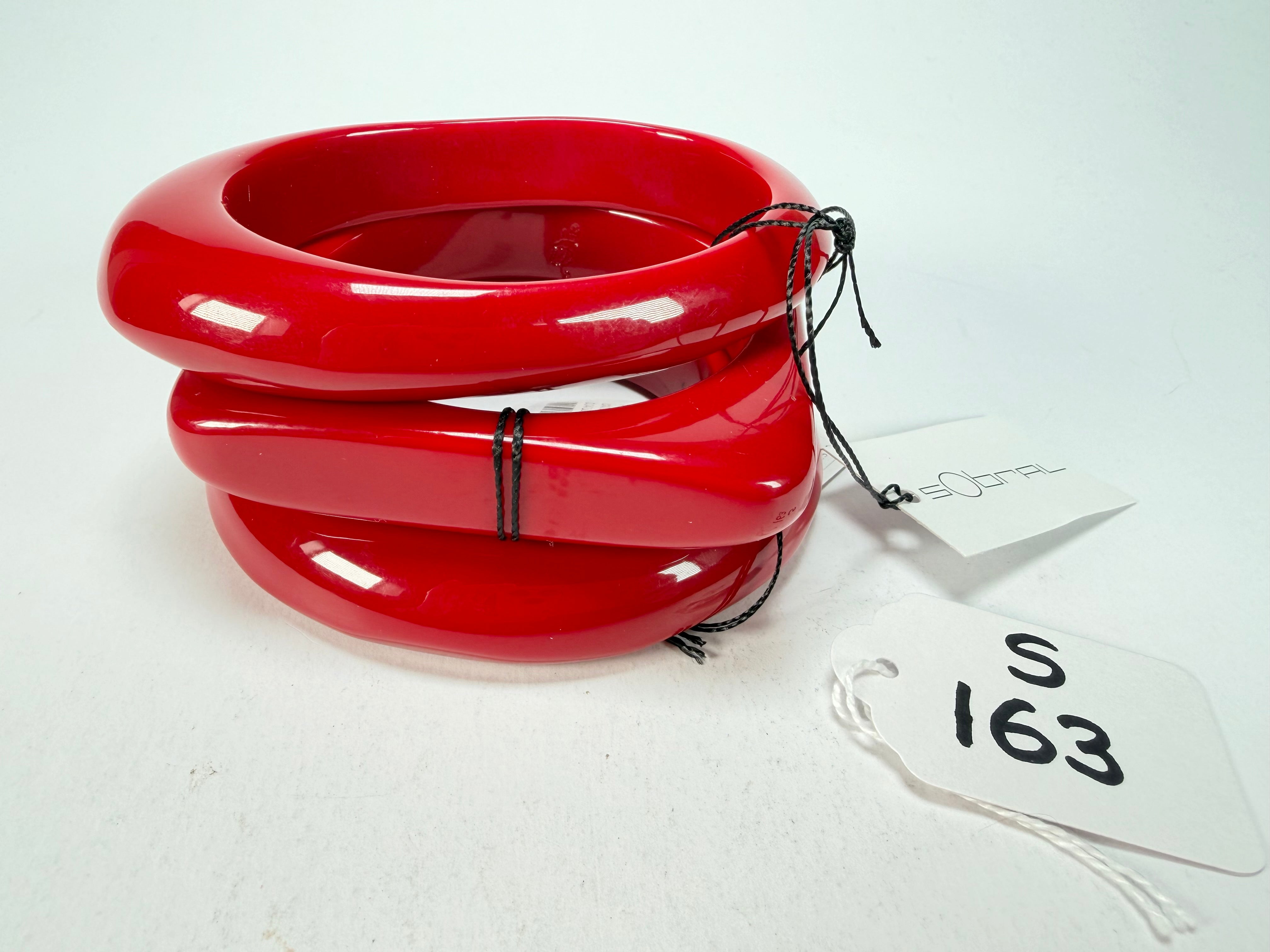 Sobral - Studio "Stacker " 3 Red Resin Solid Bangle Set ( 005161 )