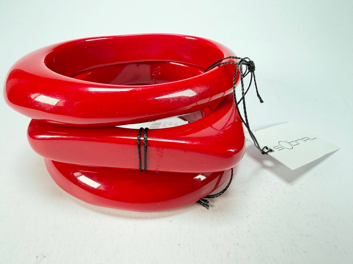 Sobral - Studio "Stacker " 3 Red Resin Solid Bangle Set ( 005161 )