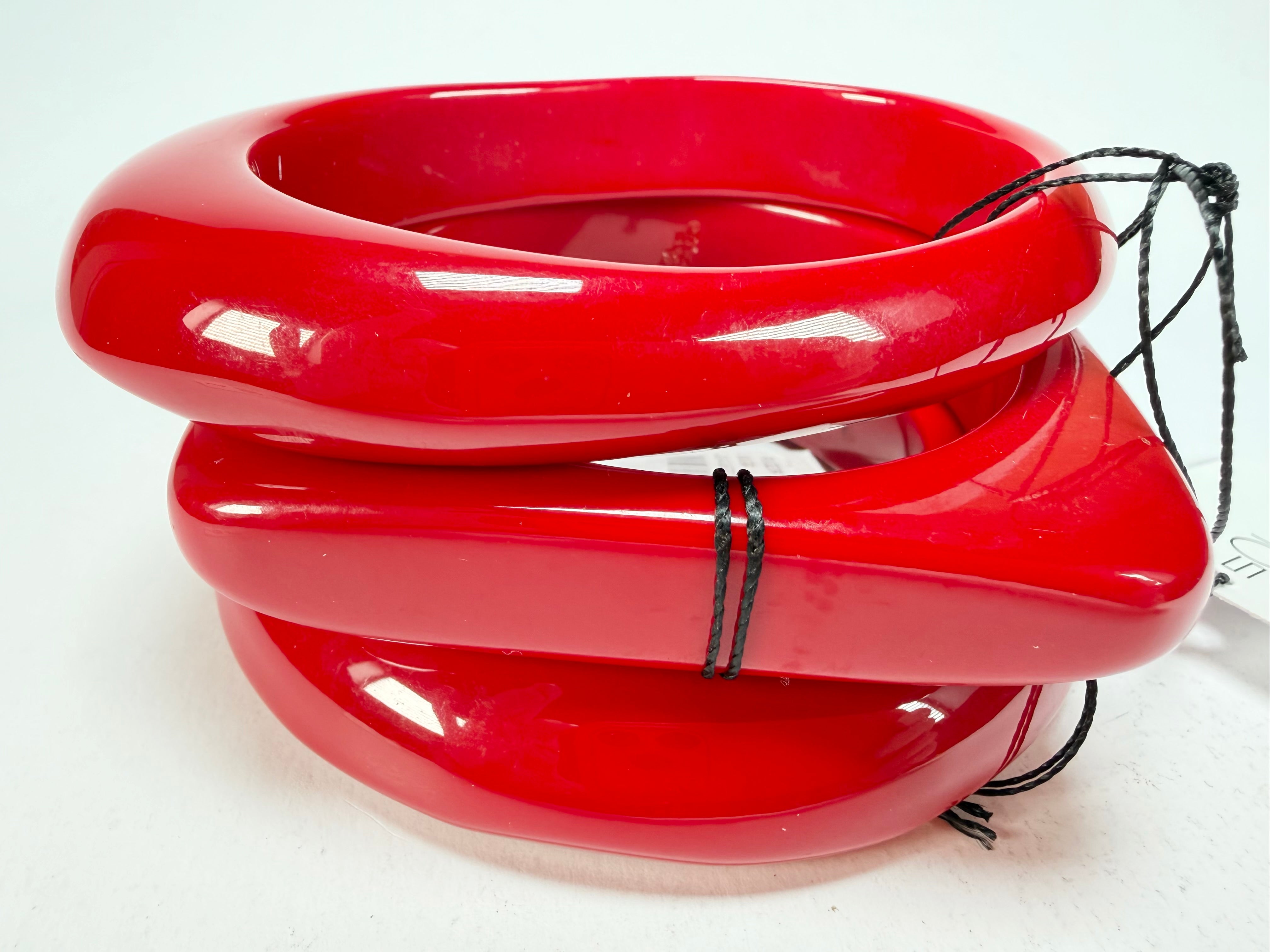 Sobral - Studio "Stacker " 3 Red Resin Solid Bangle Set ( 005161 )