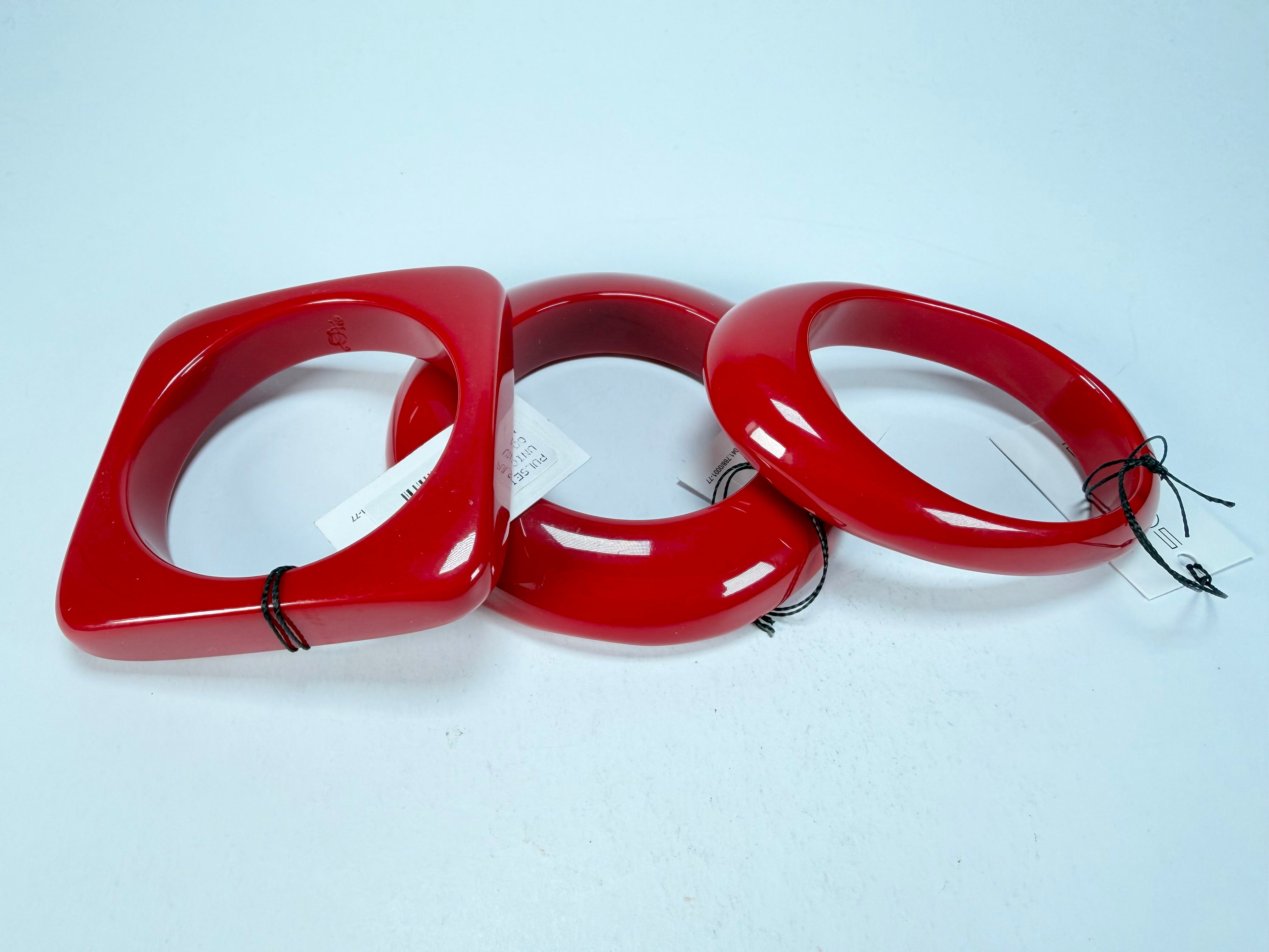 Sobral - Studio "Stacker " 3 Red Resin Solid Bangle Set ( 005161 )