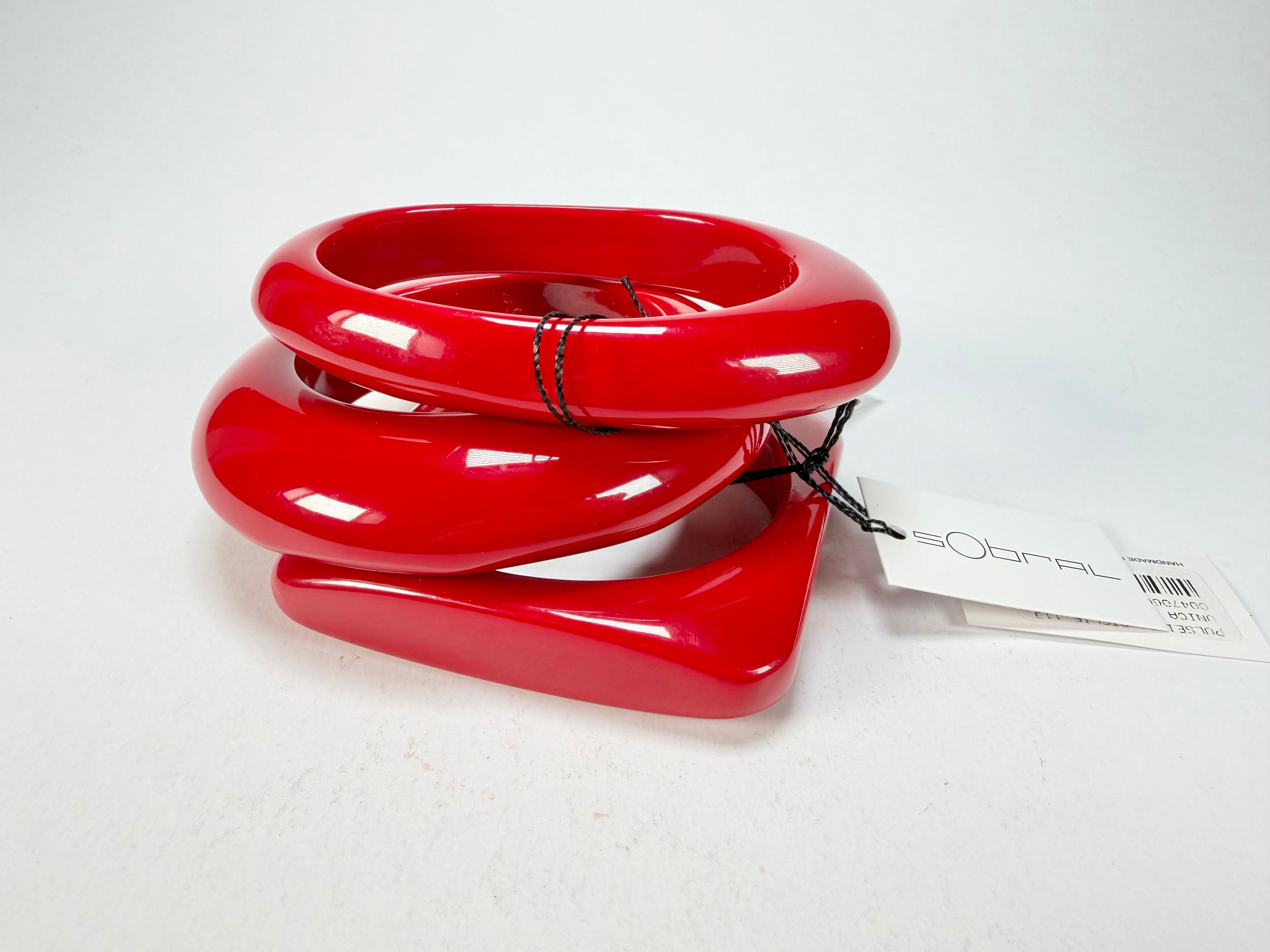 Sobral - Studio "Stacker " 3 Red Resin Solid Bangle Set ( 005161 )
