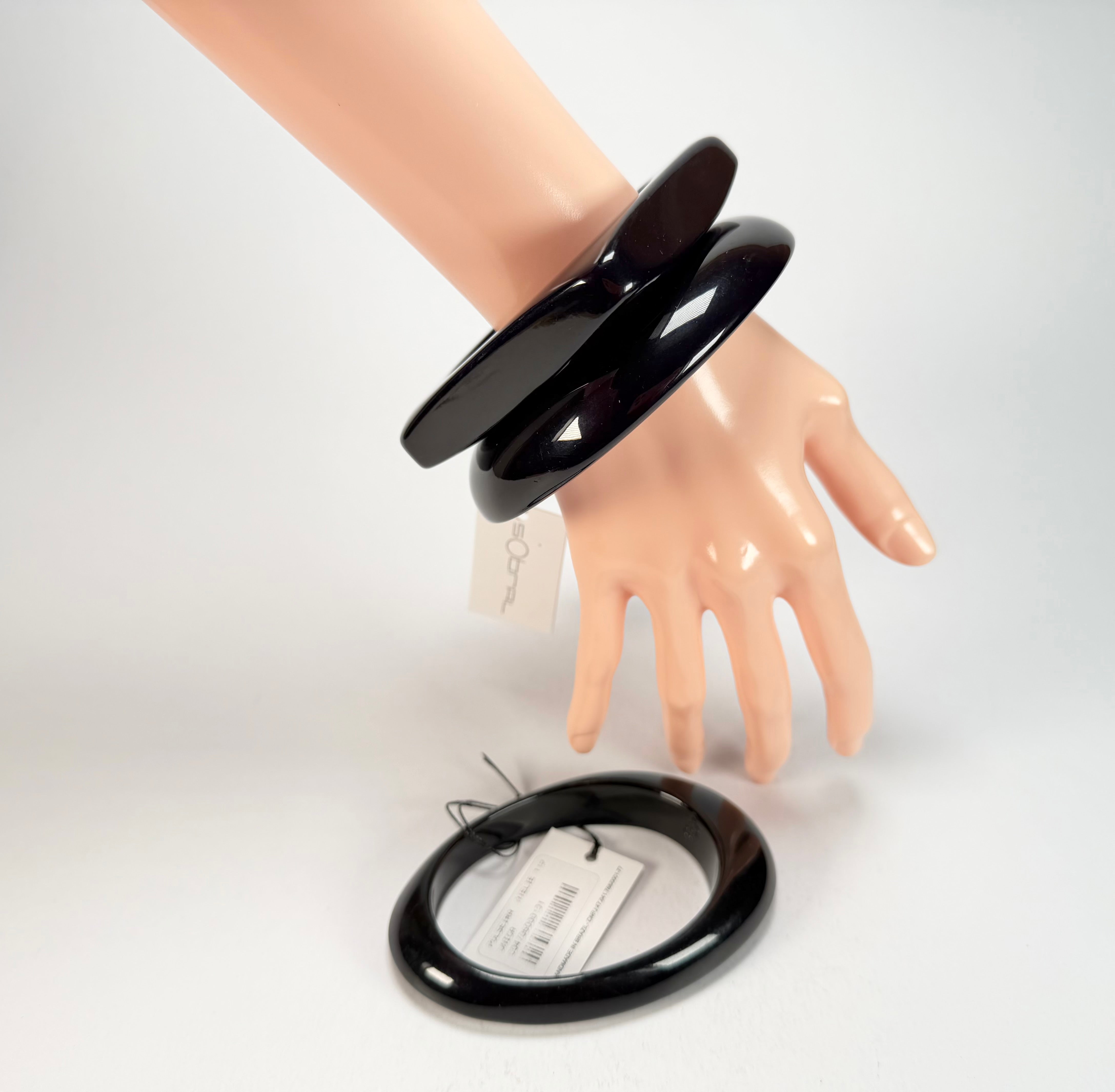 Sobral - Studio "Stacker " 3 Black Resin Solid Bangle Set ( 005161 )