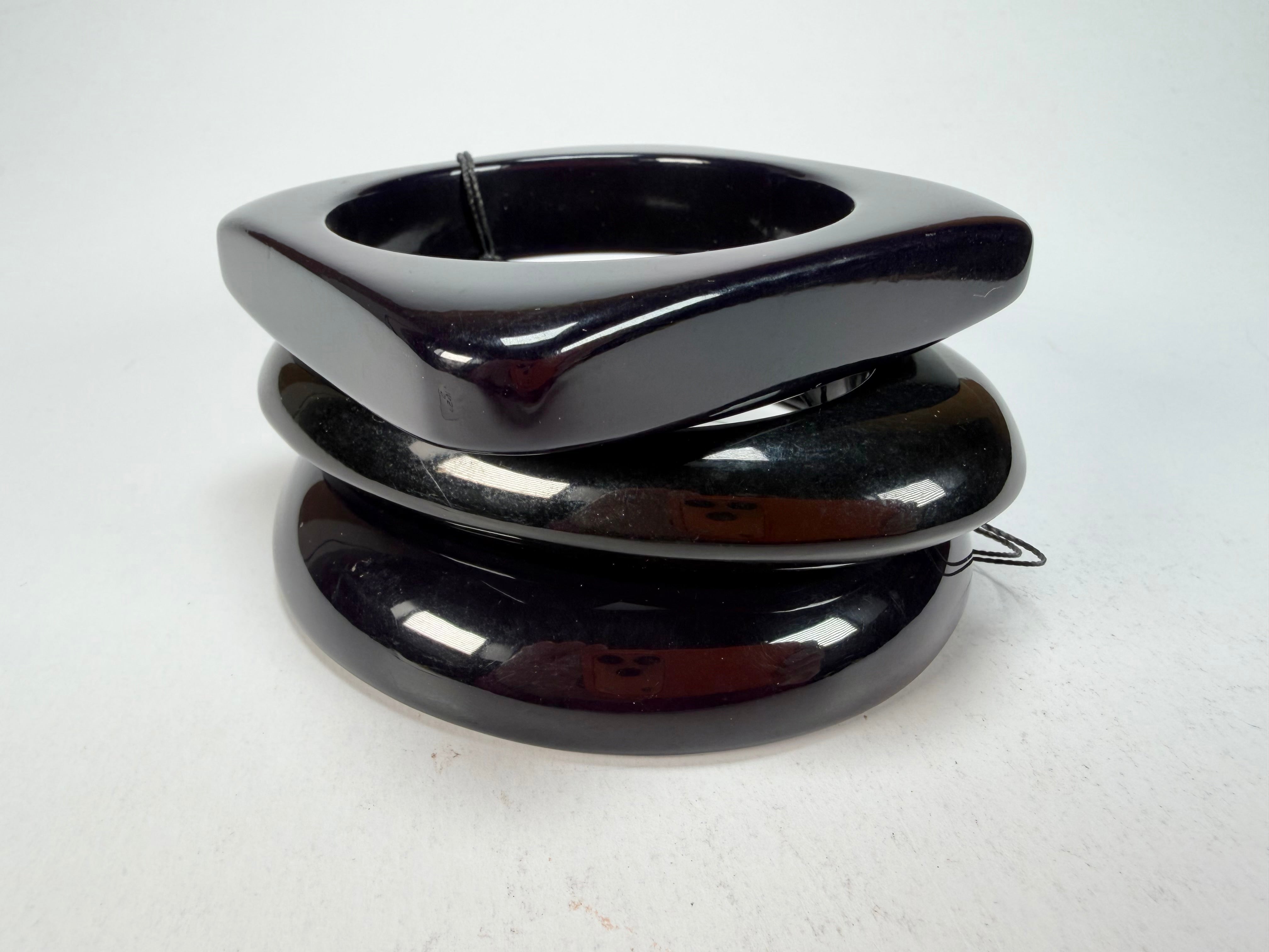 Sobral - Studio "Stacker " 3 Black Resin Solid Bangle Set ( 005161 )