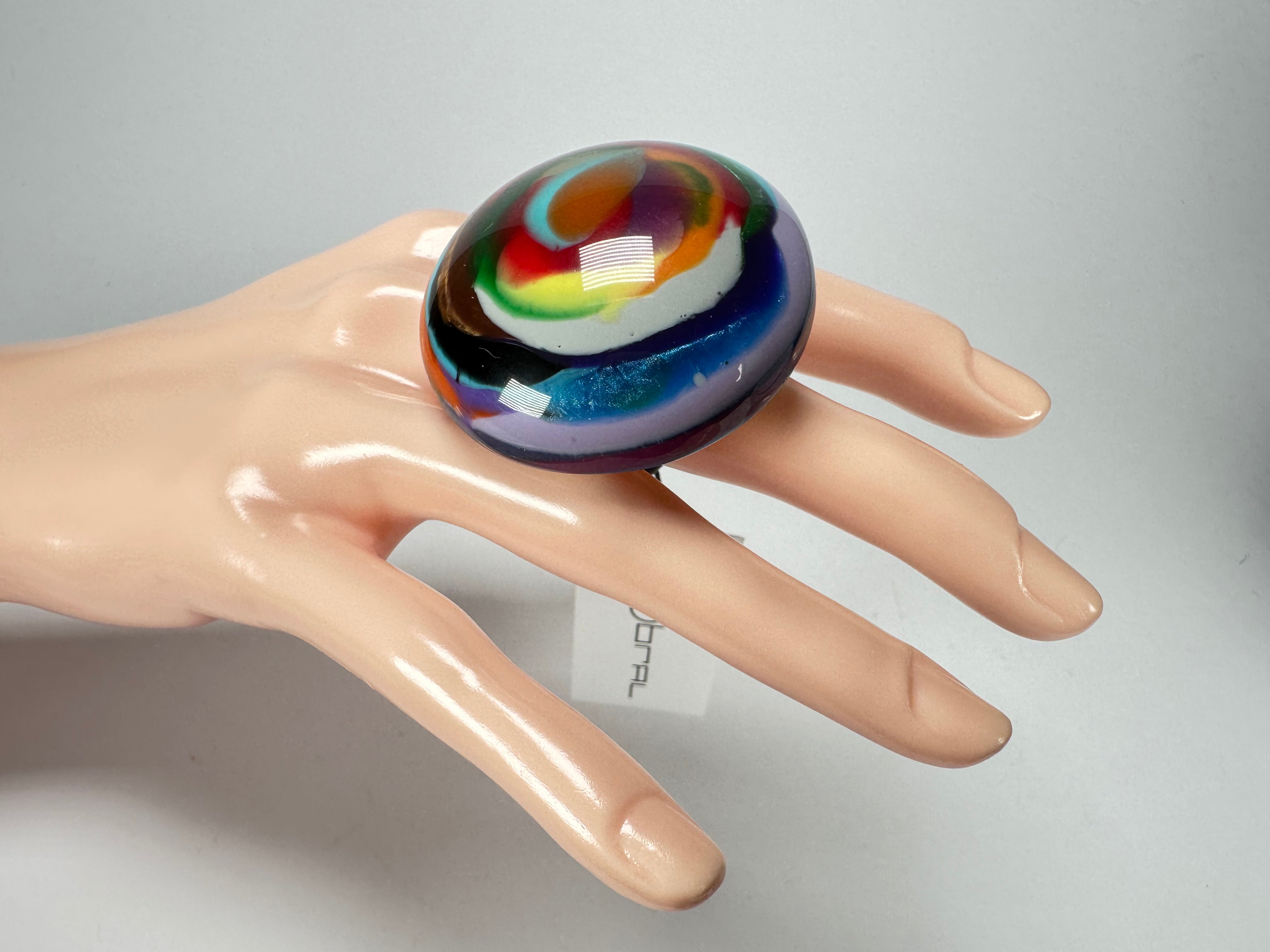 Sobral - Multi-Colour "Moscou K" Resin Ring ( 003605 ) - Size UK U / US 10