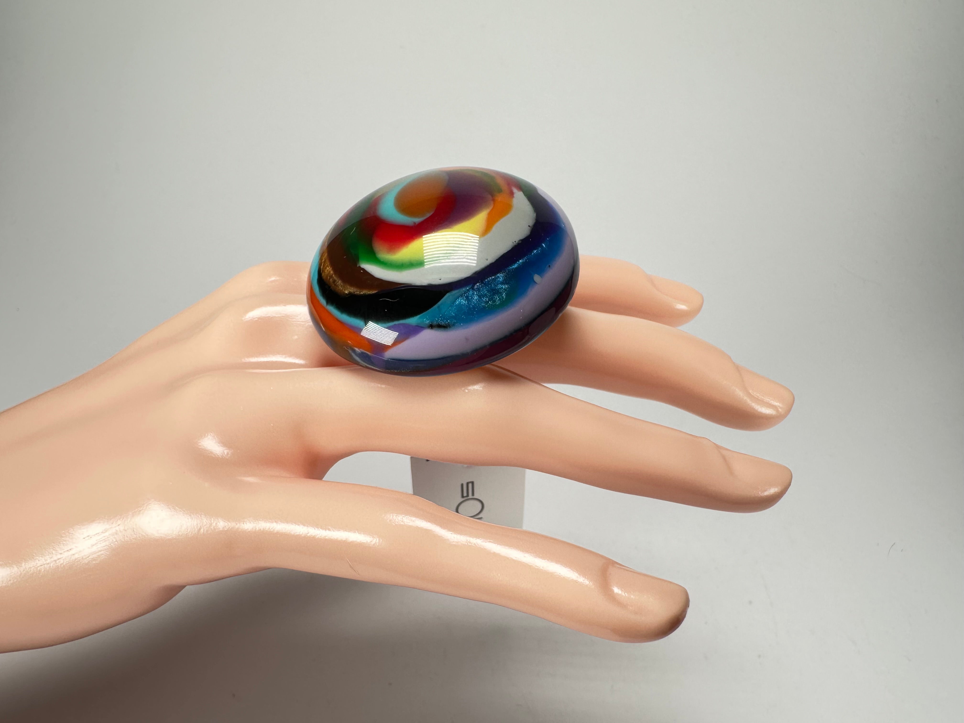 Sobral - Multi-Colour "Moscou K" Resin Ring ( 003605 ) - Size UK U / US 10