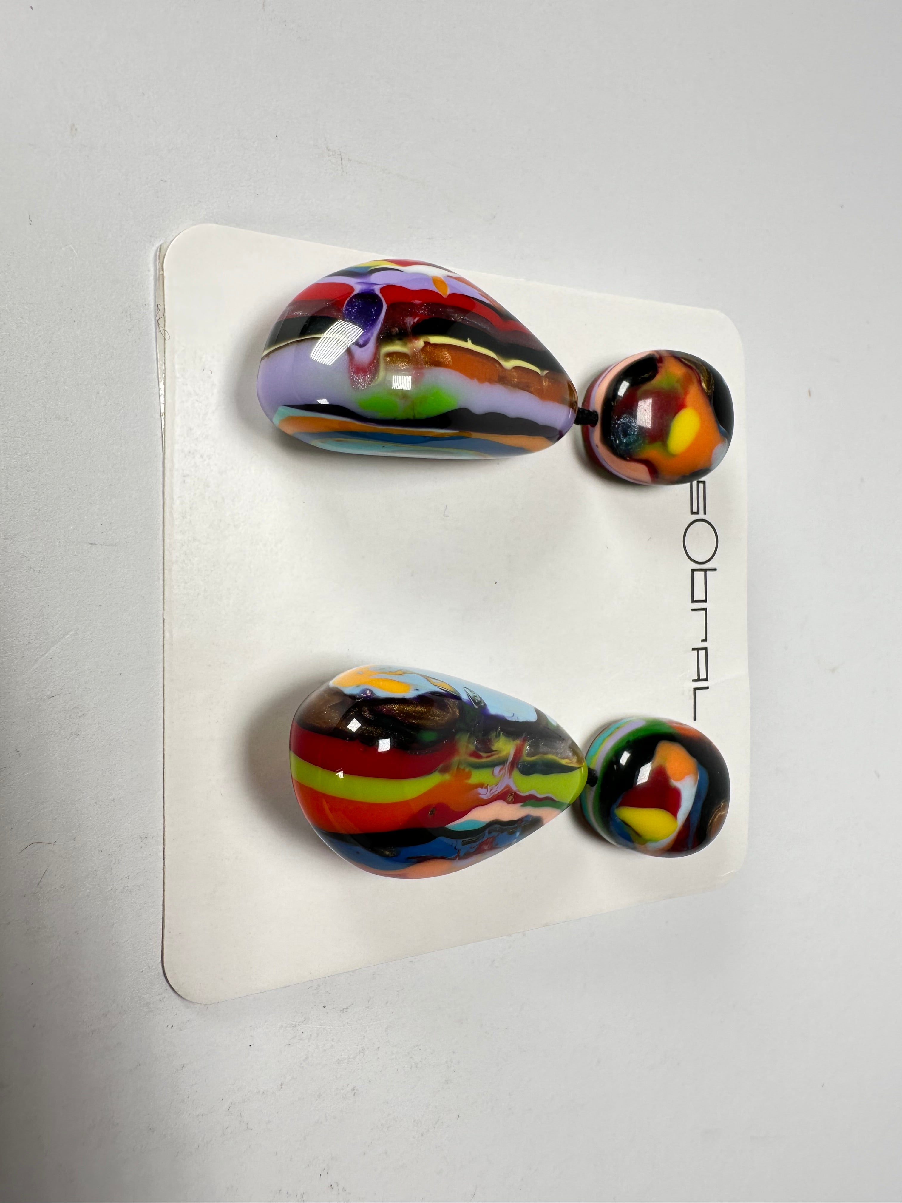 Sobral - Multi-Colour "Clave Efeitos" K.Polido Resin Earrings ( 004606 )