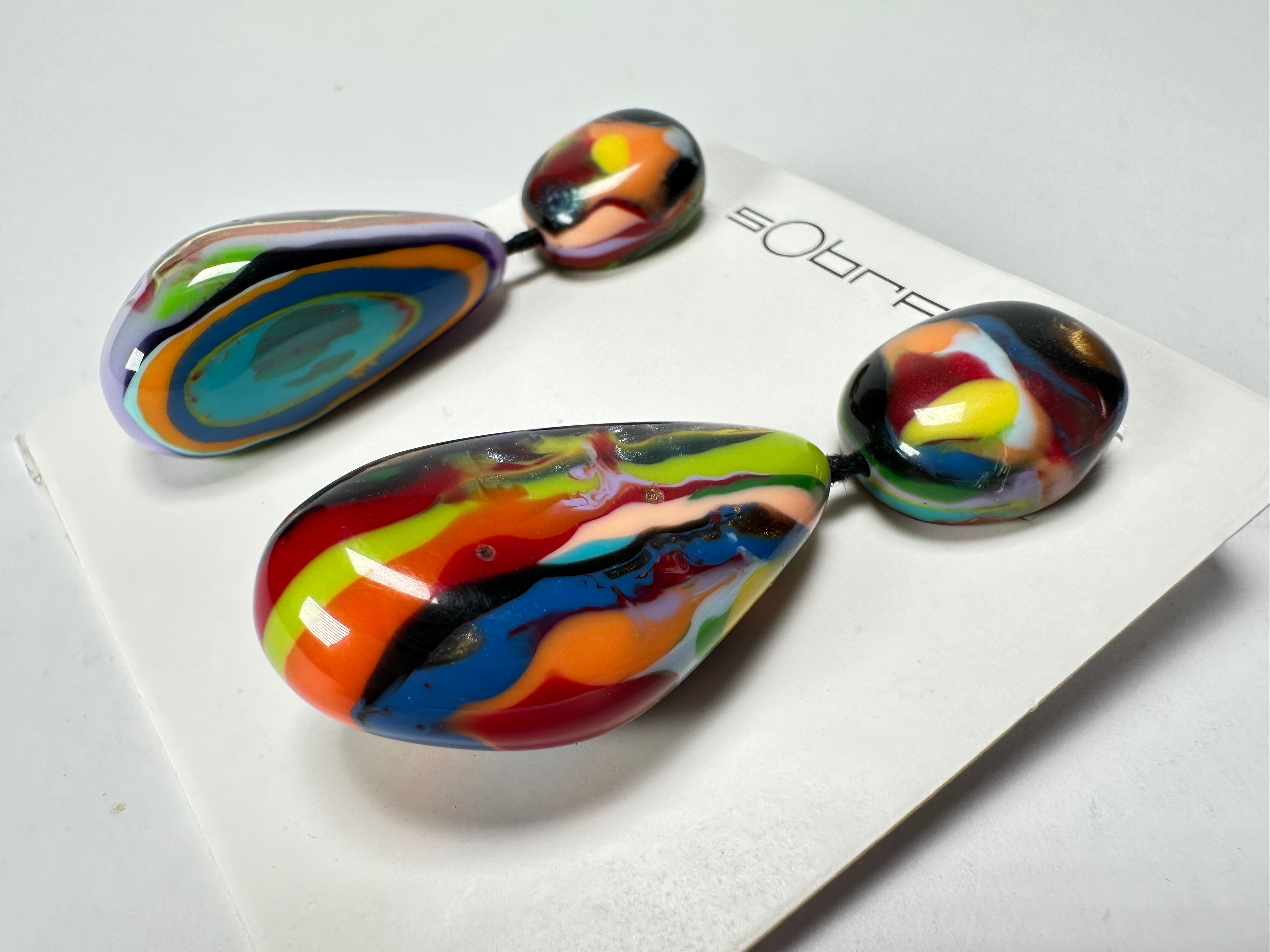 Sobral - Multi-Colour "Clave Efeitos" K.Polido Resin Earrings ( 004606 )