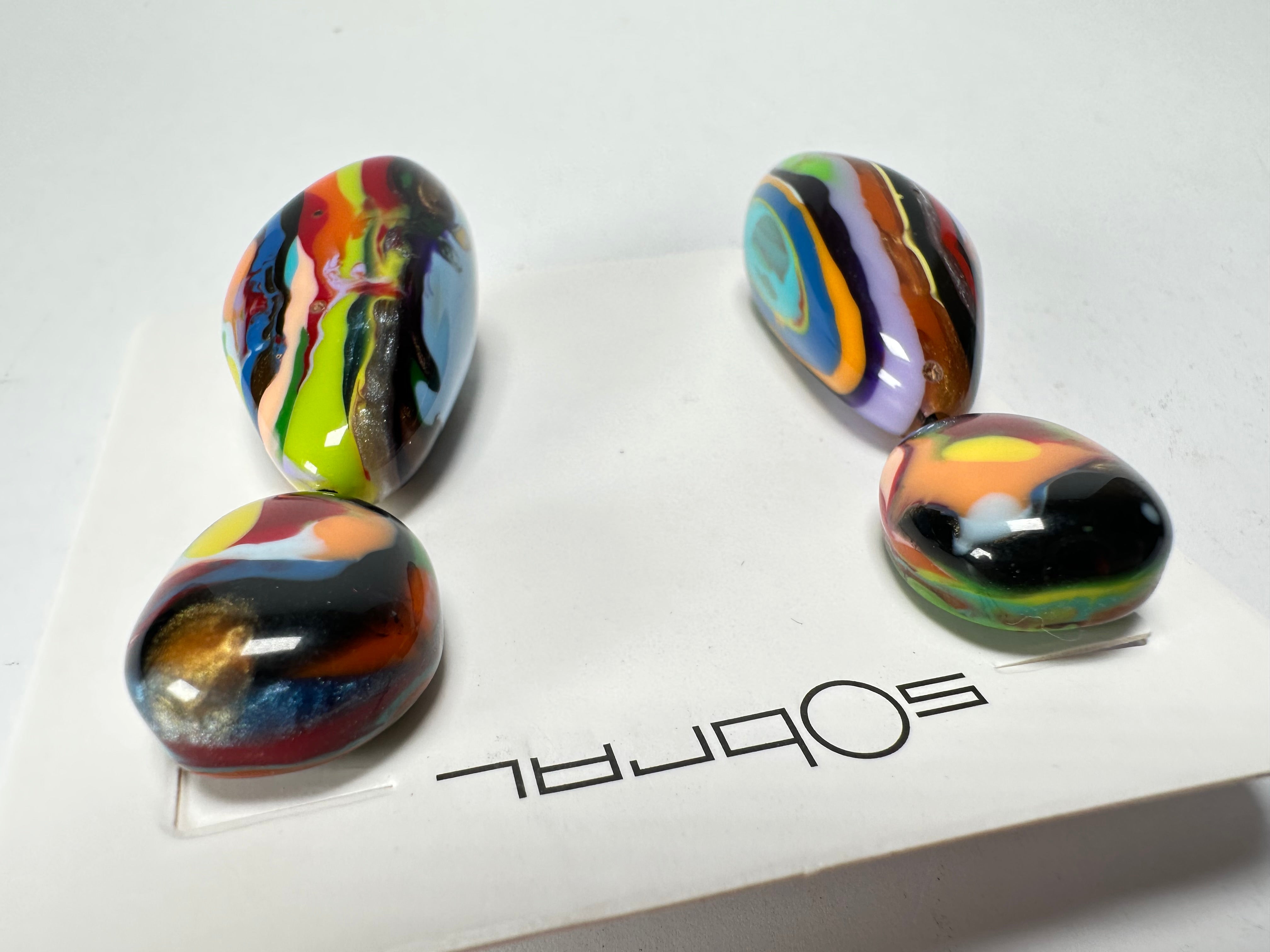 Sobral - Multi-Colour "Clave Efeitos" K.Polido Resin Earrings ( 004606 )