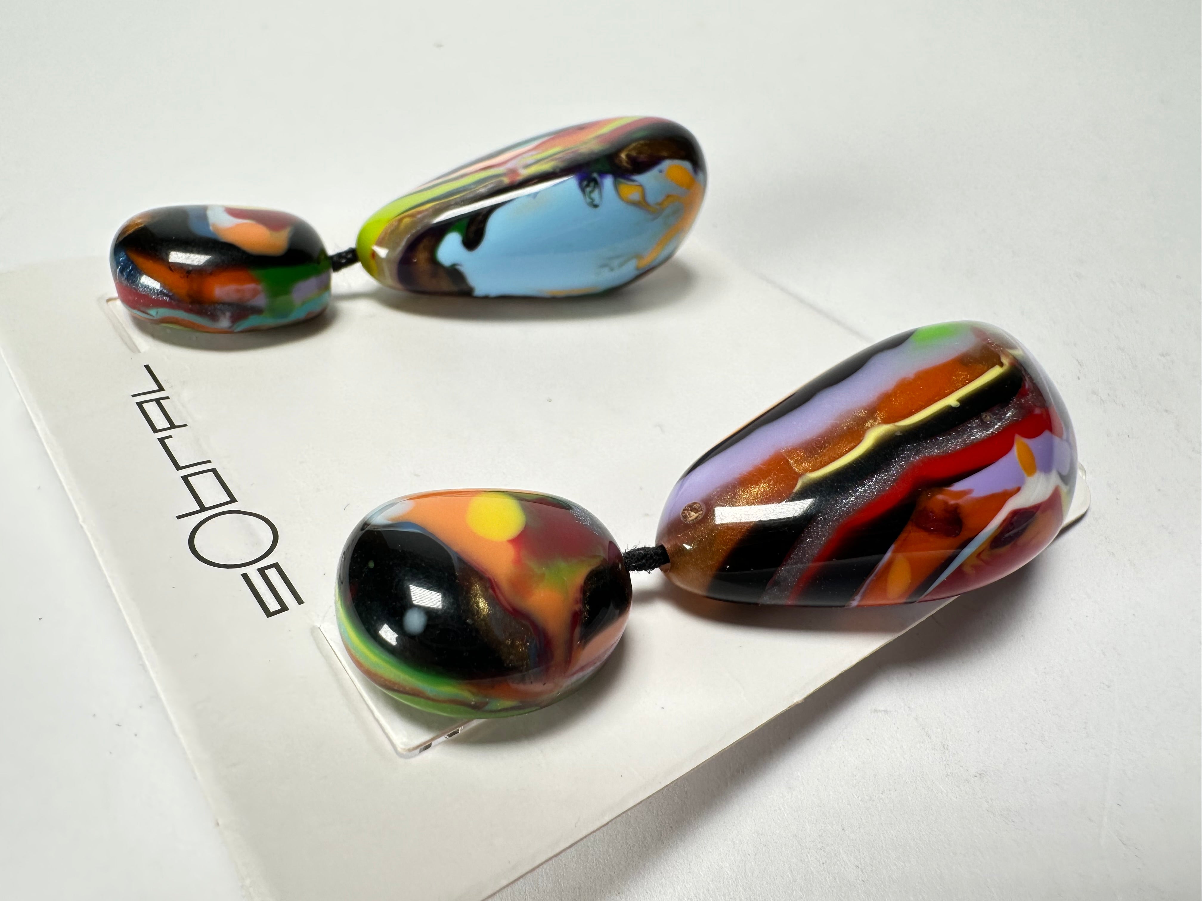 Sobral - Multi-Colour "Clave Efeitos" K.Polido Resin Earrings ( 004606 )