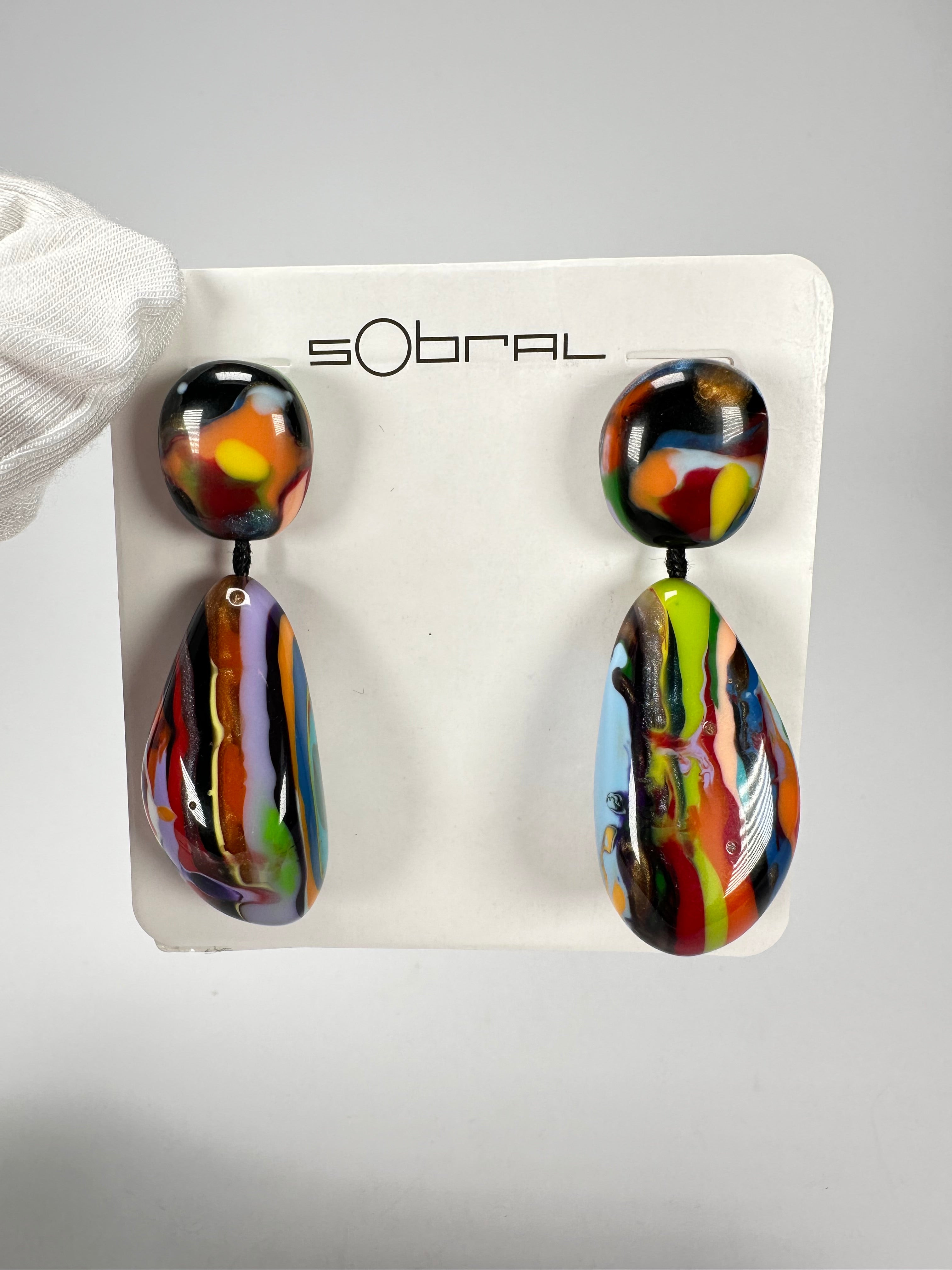 Sobral - Multi-Colour "Clave Efeitos" K.Polido Resin Earrings ( 004606 )