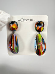 Sobral - Multi-Colour "Clave Efeitos" K.Polido Resin Earrings ( 004606 )