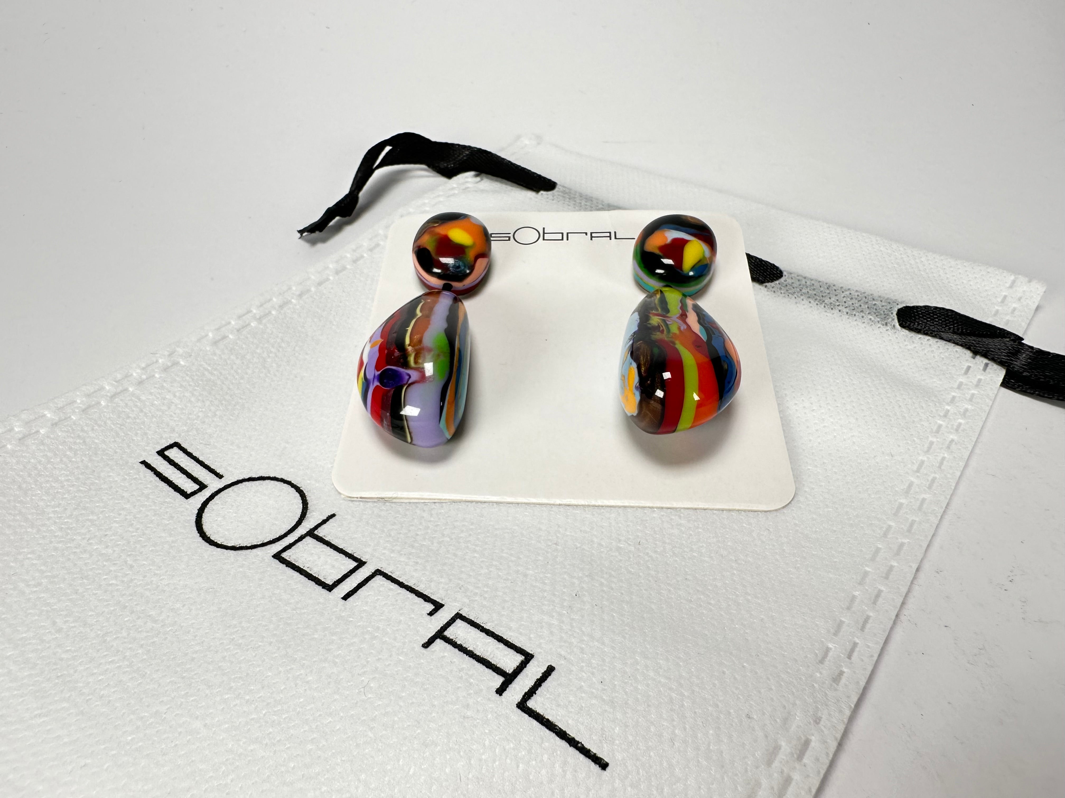 Sobral - Multi-Colour "Clave Efeitos" K.Polido Resin Earrings ( 004606 )