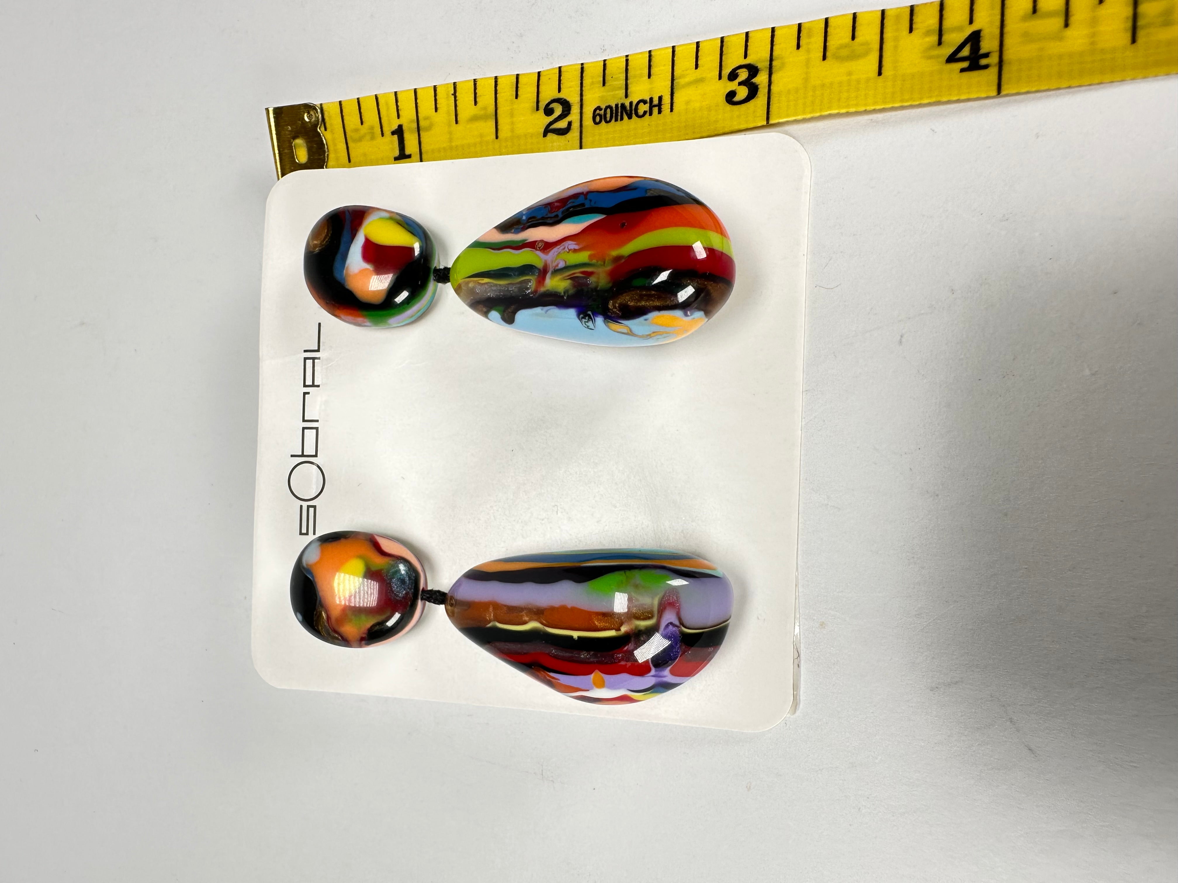 Sobral - Multi-Colour "Clave Efeitos" K.Polido Resin Earrings ( 004606 )