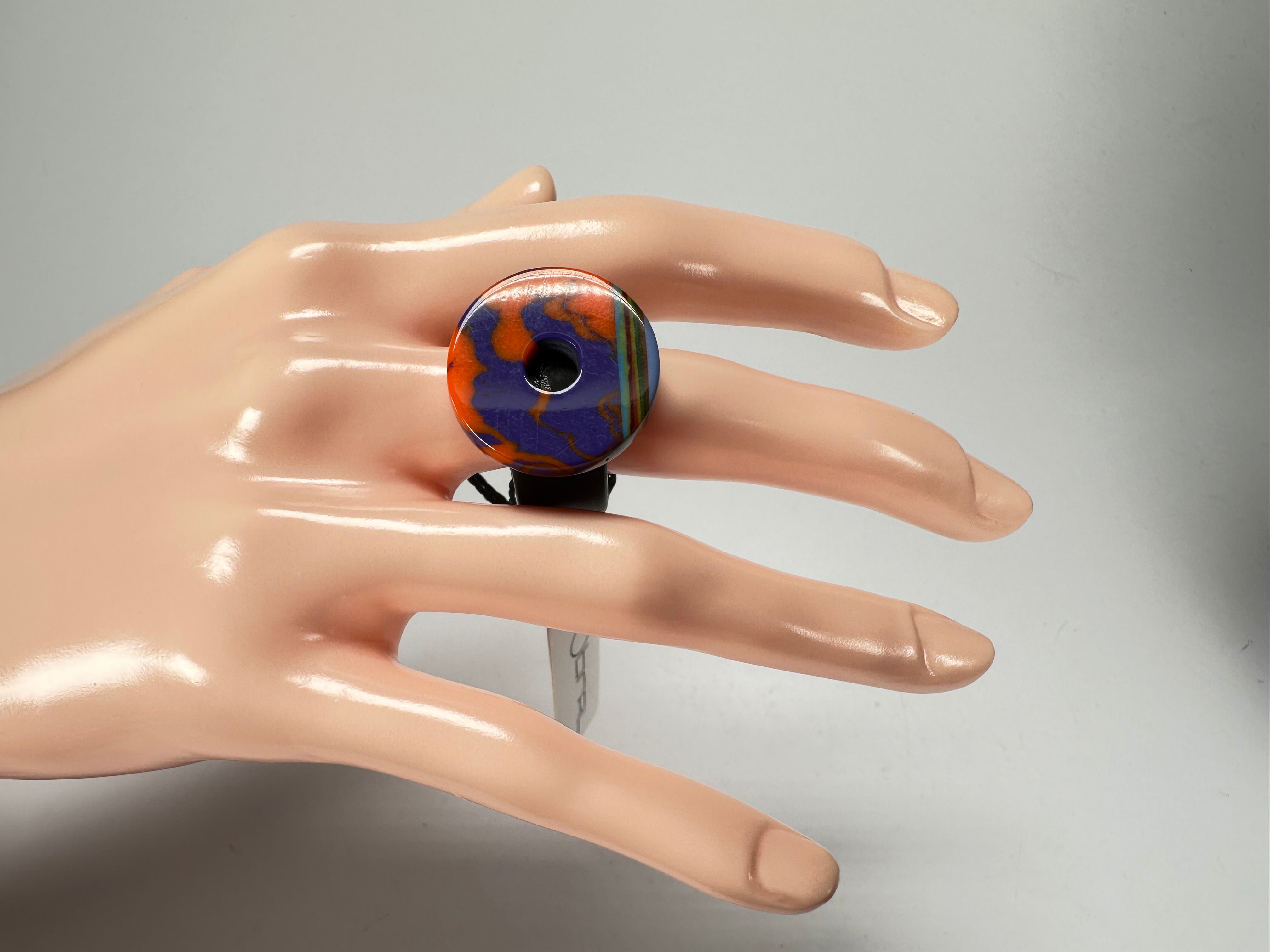 Sobral - Multi-Colour "Pi Pitágoras" Pollock Resin Ring ( 005256 ) - Size UK R / US 8