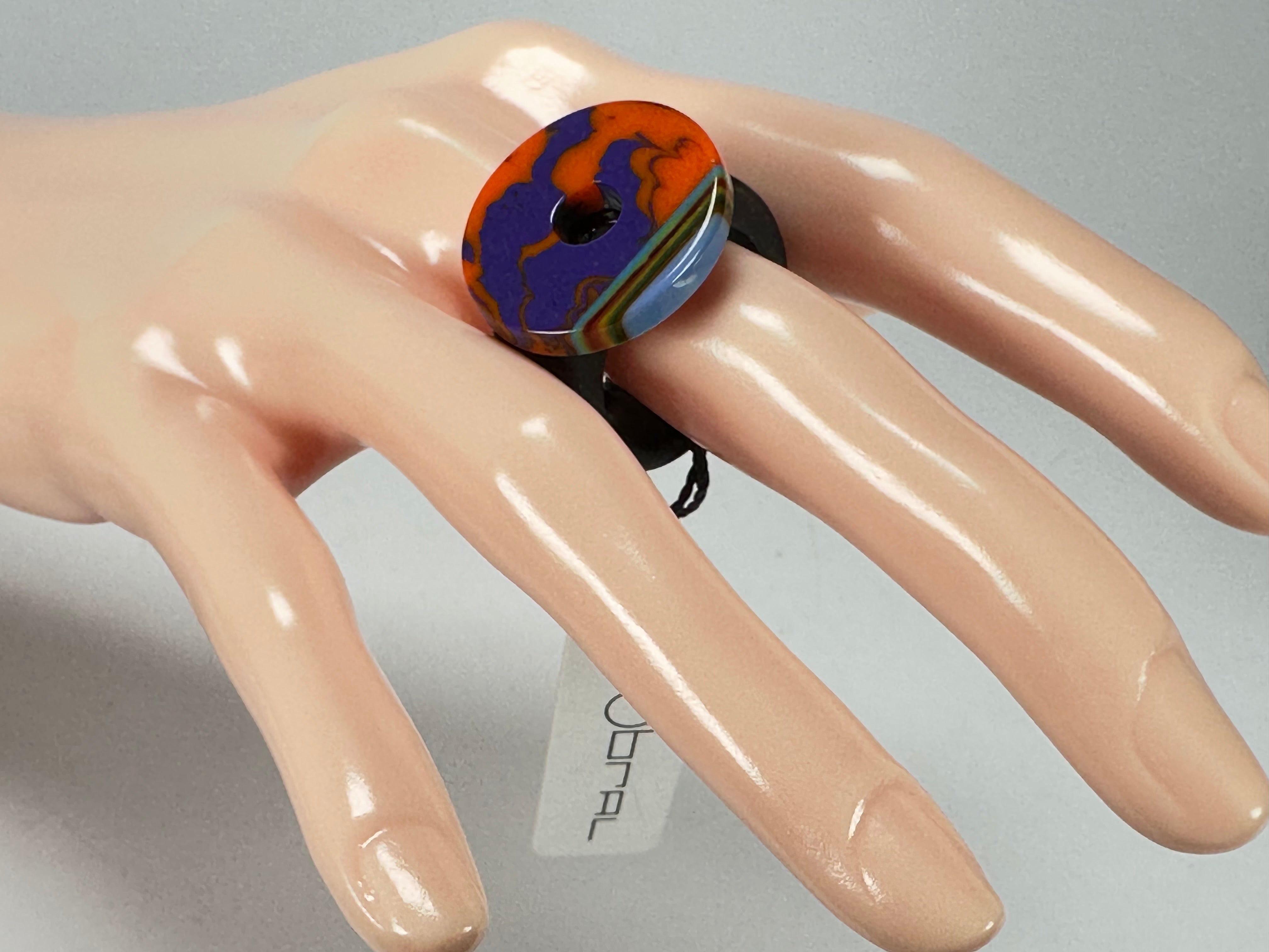 Sobral - Multi-Colour "Pi Pitágoras" Pollock Resin Ring ( 005256 ) - Size UK R / US 8