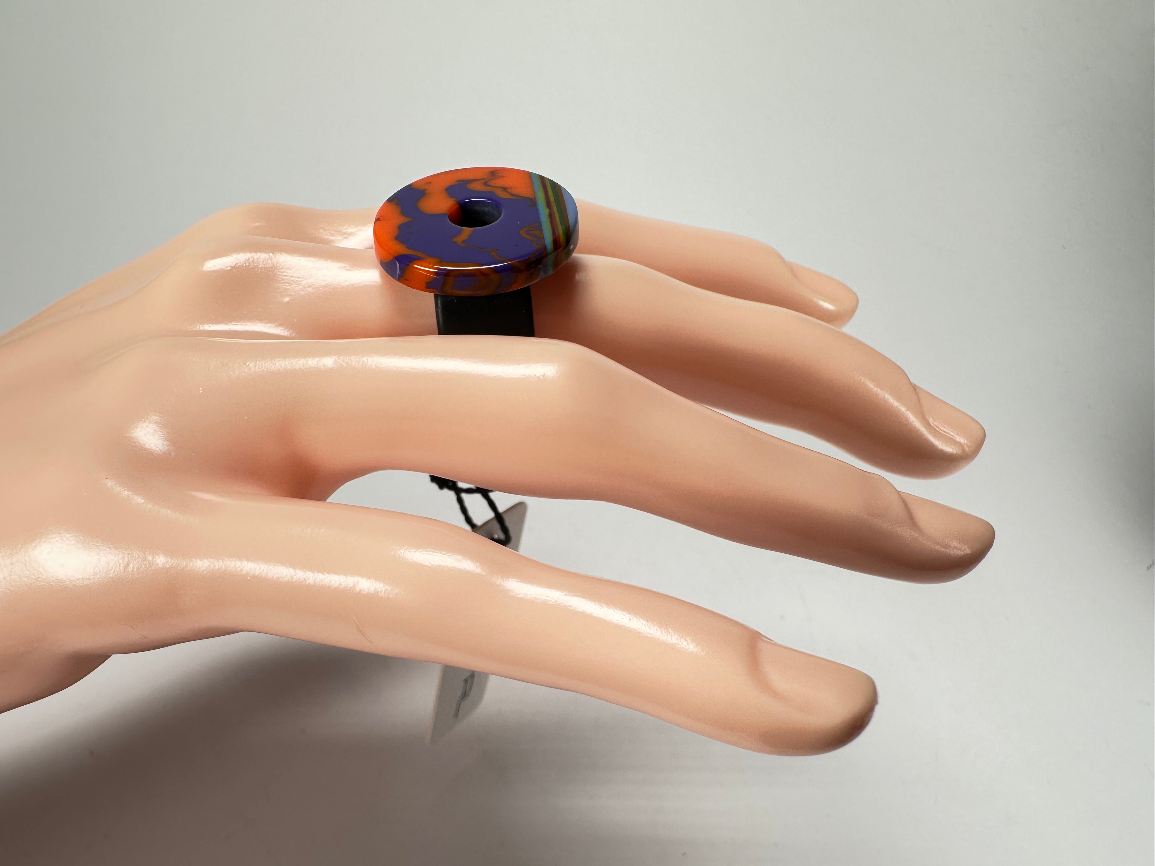 Sobral - Multi-Colour "Pi Pitágoras" Pollock Resin Ring ( 005256 ) - Size UK R / US 8