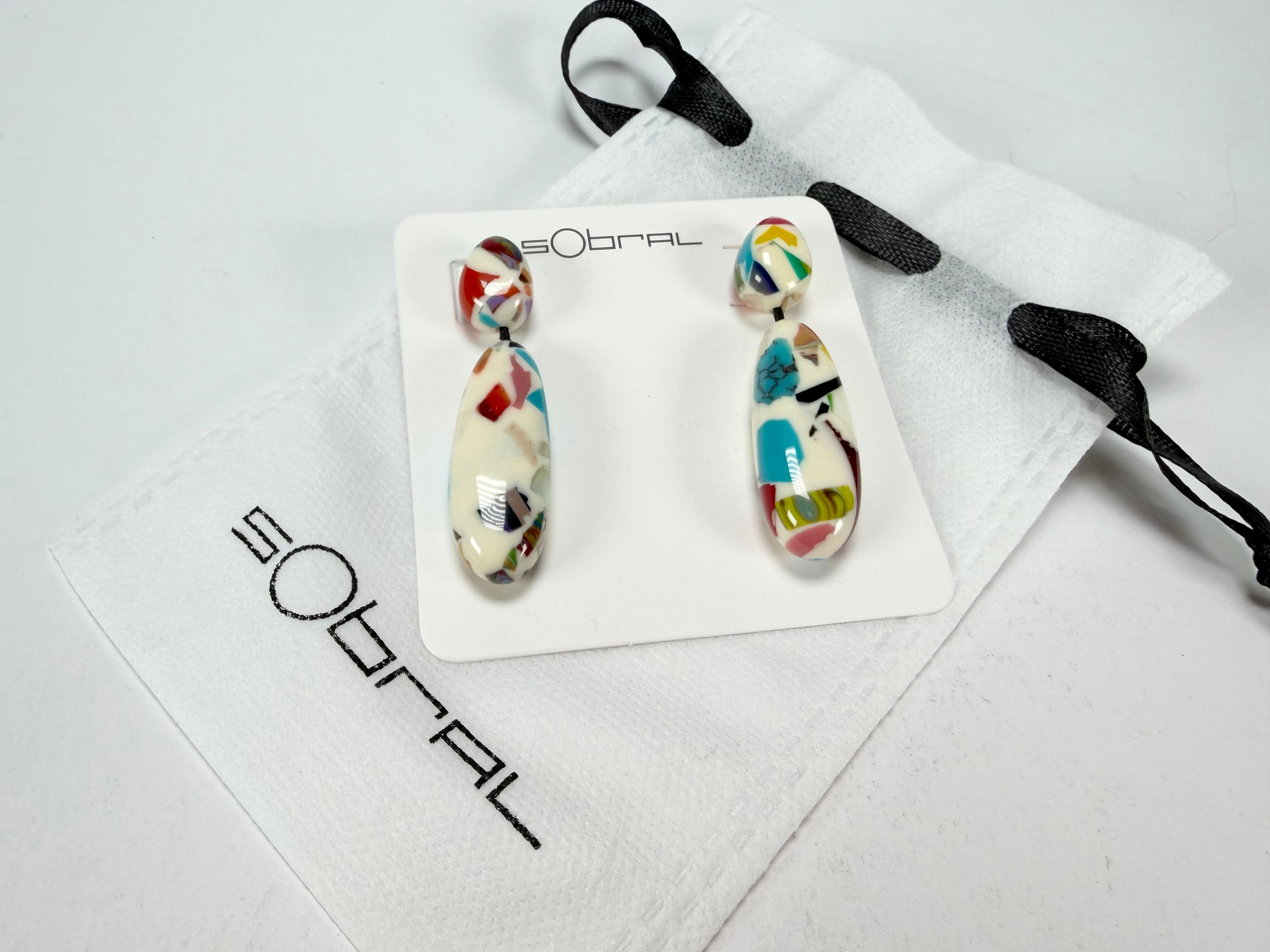 Sobral - Caillou Marfim "Caillou" Resin Earrings ( 005427 )