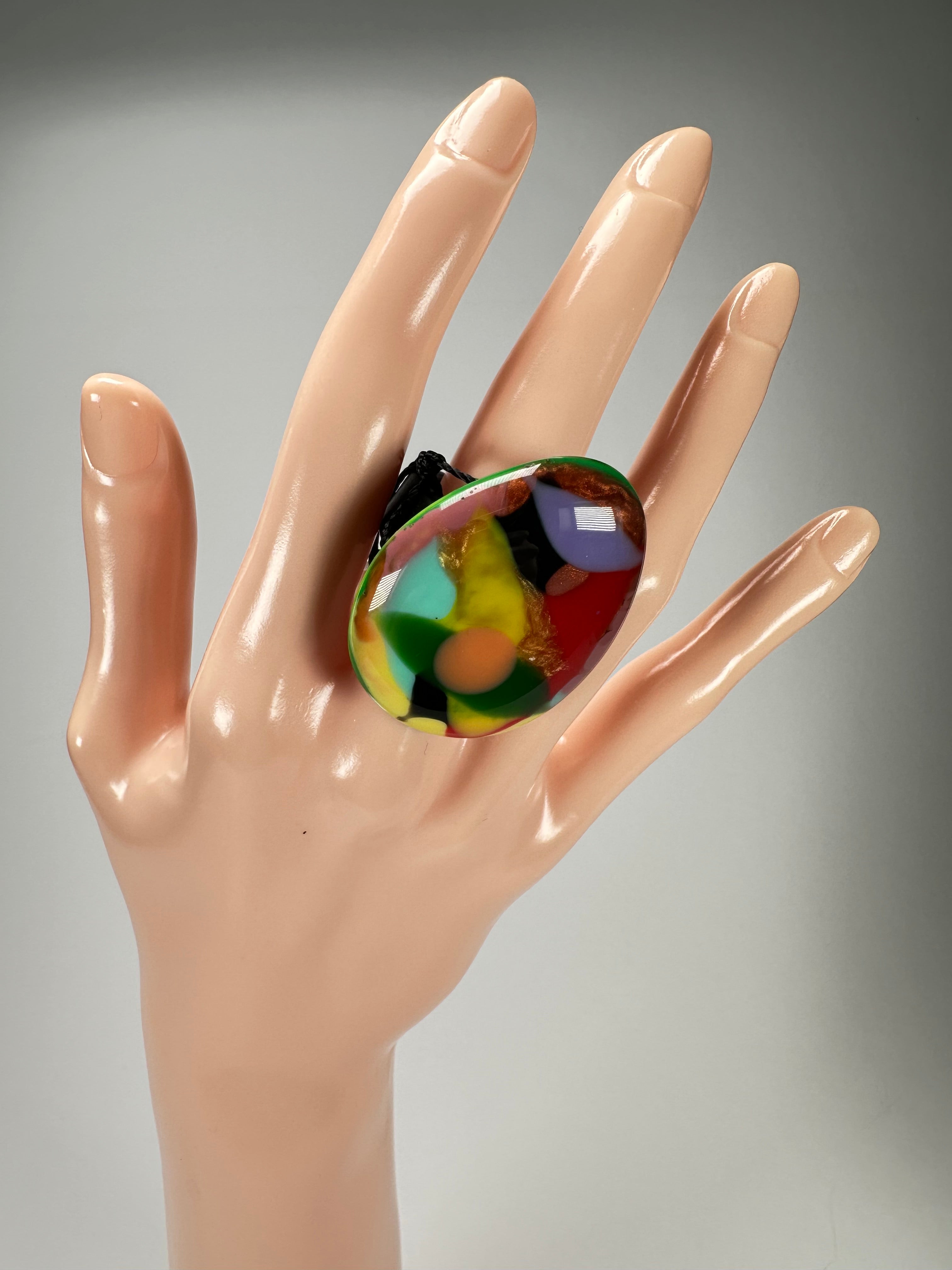 Sobral - Multi-Colour "K" Resin Ring ( 005146 ) - Size UK U / US 10