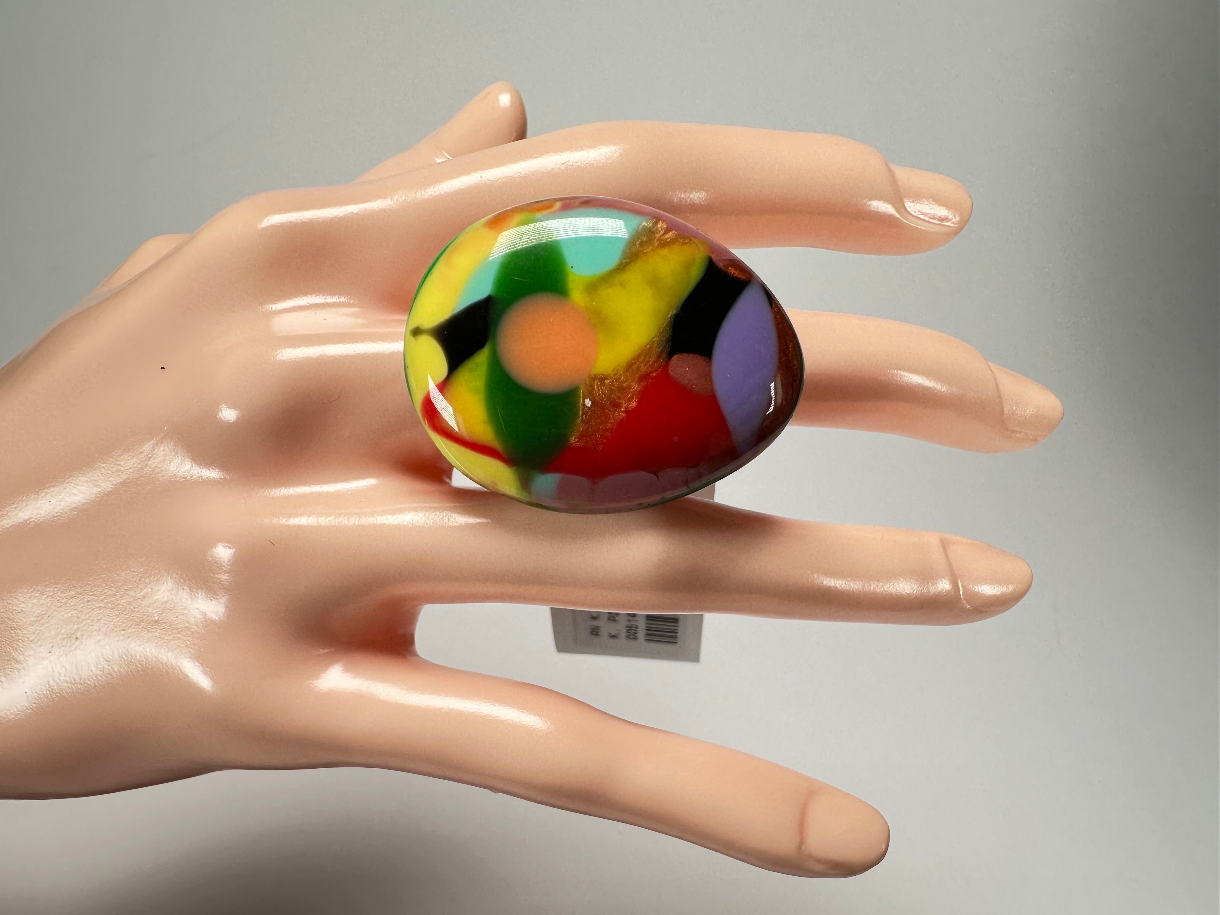 Sobral - Multi-Colour "K" Resin Ring ( 005146 ) - Size UK U / US 10