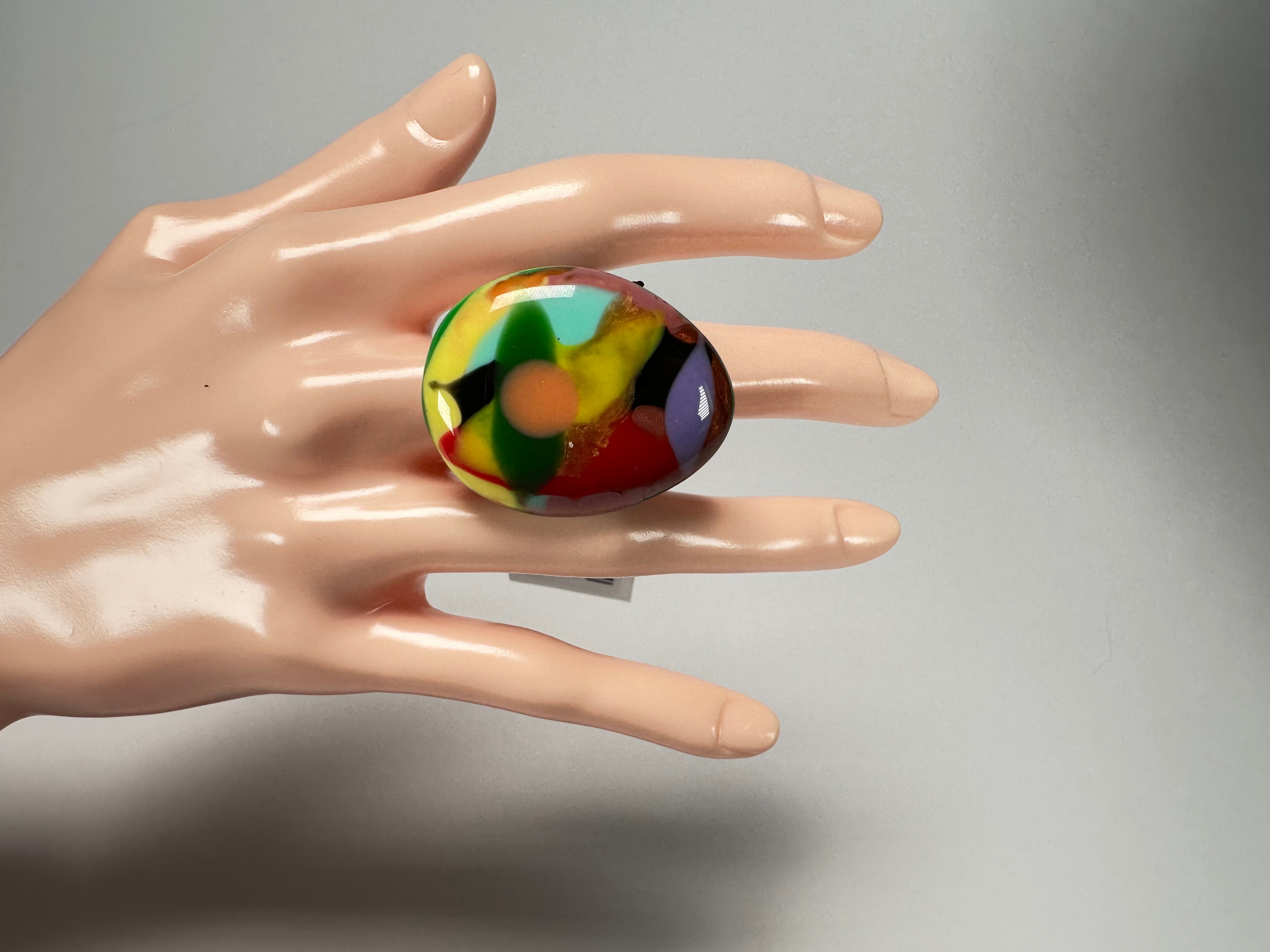 Sobral - Multi-Colour "K" Resin Ring ( 005146 ) - Size UK U / US 10
