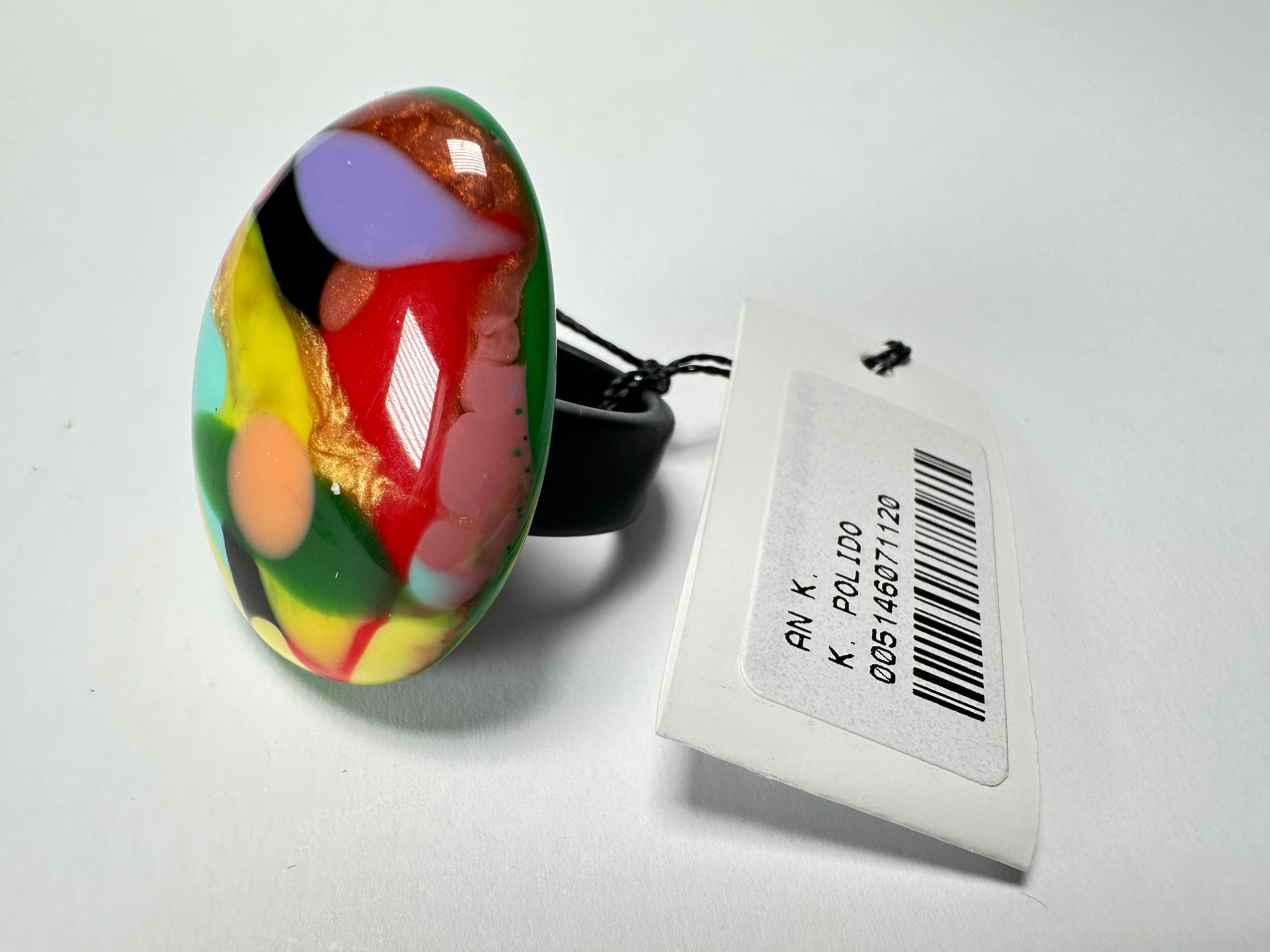 Sobral - Multi-Colour "K" Resin Ring ( 005146 ) - Size UK U / US 10