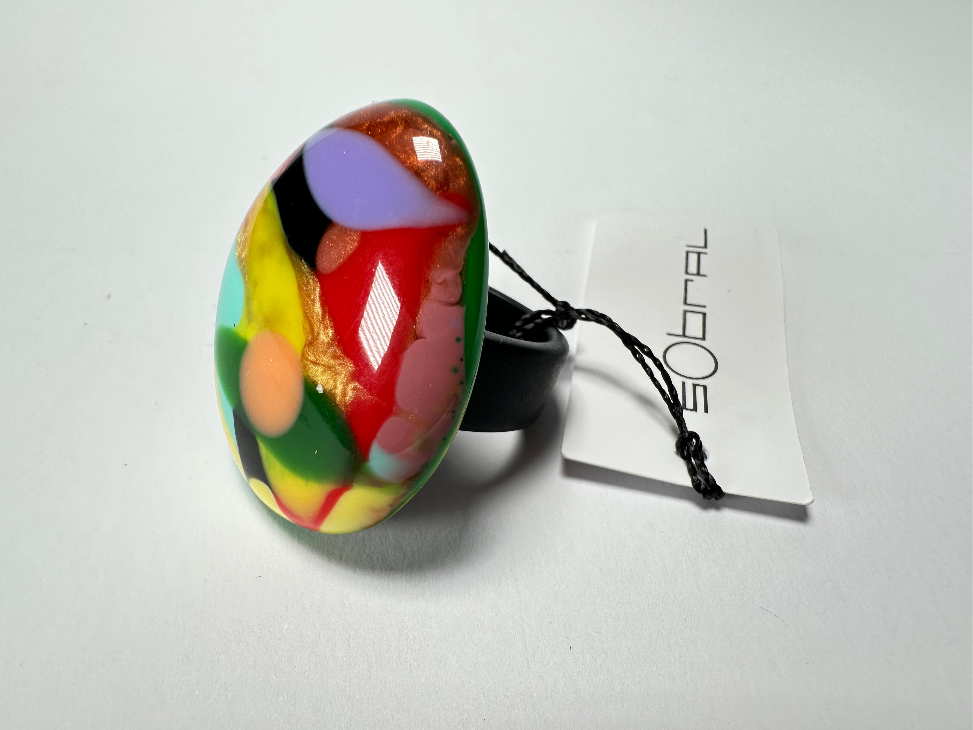 Sobral - Multi-Colour "K" Resin Ring ( 005146 ) - Size UK U / US 10