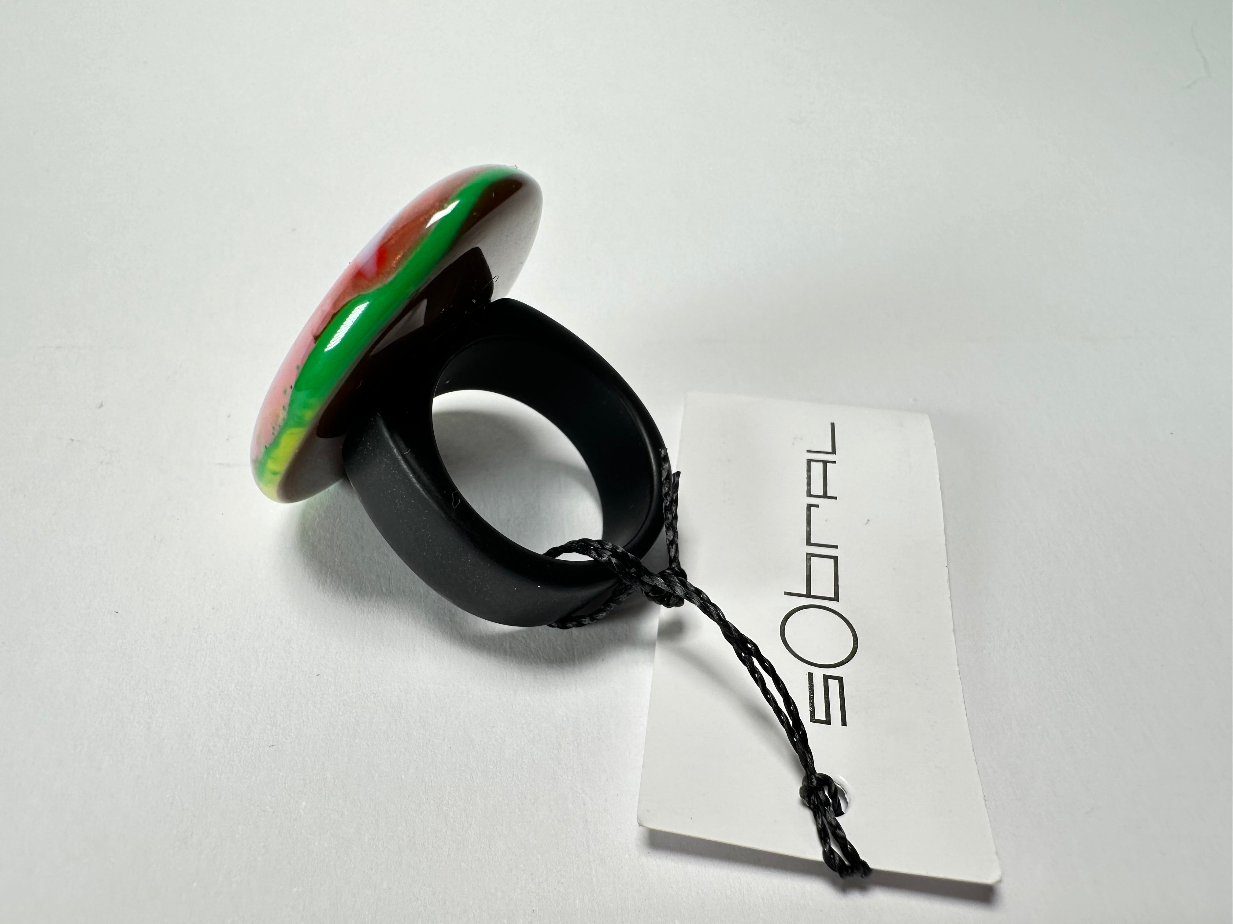 Sobral - Multi-Colour "K" Resin Ring ( 005146 ) - Size UK U / US 10