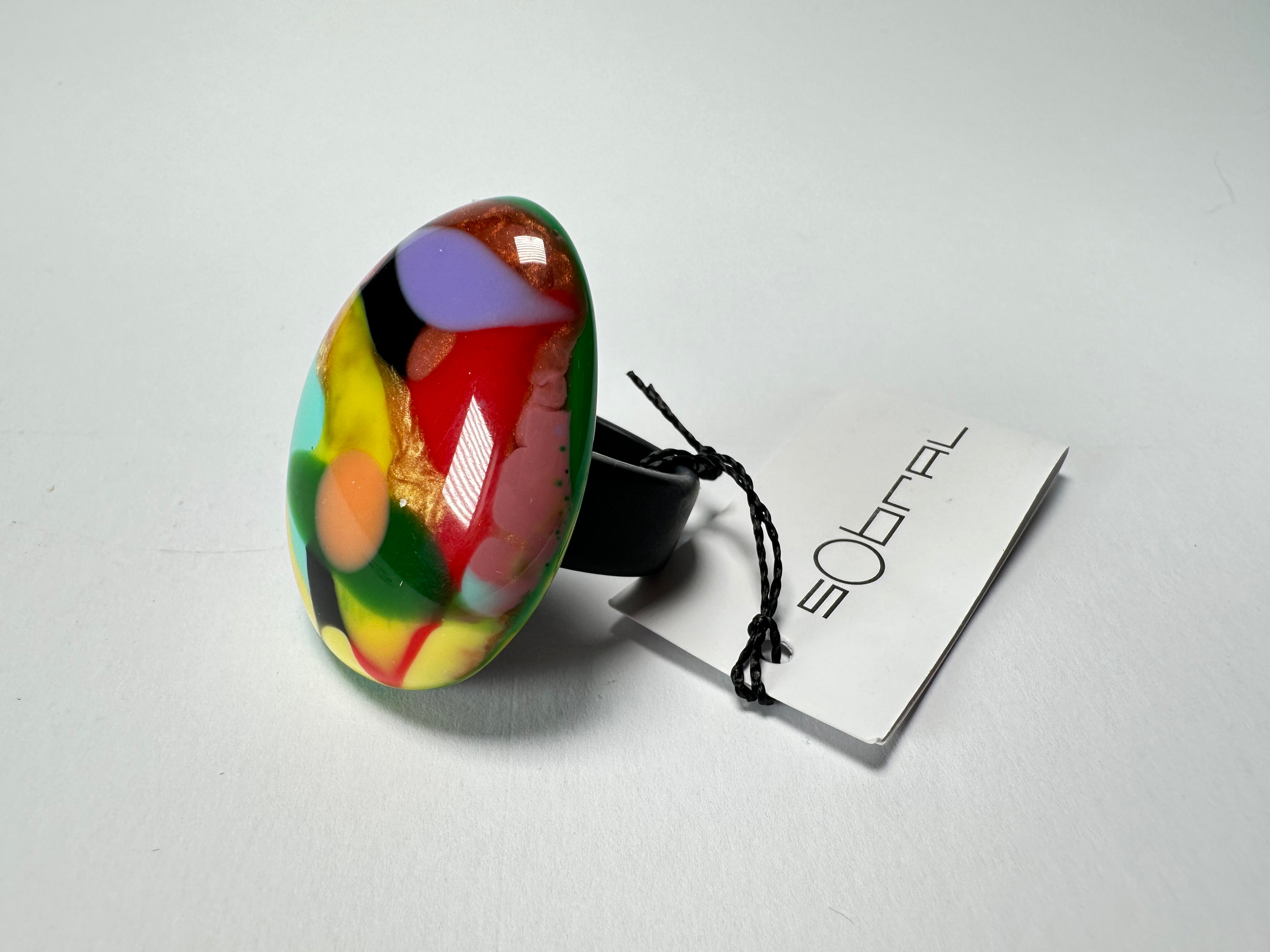 Sobral - Multi-Colour "K" Resin Ring ( 005146 ) - Size UK U / US 10