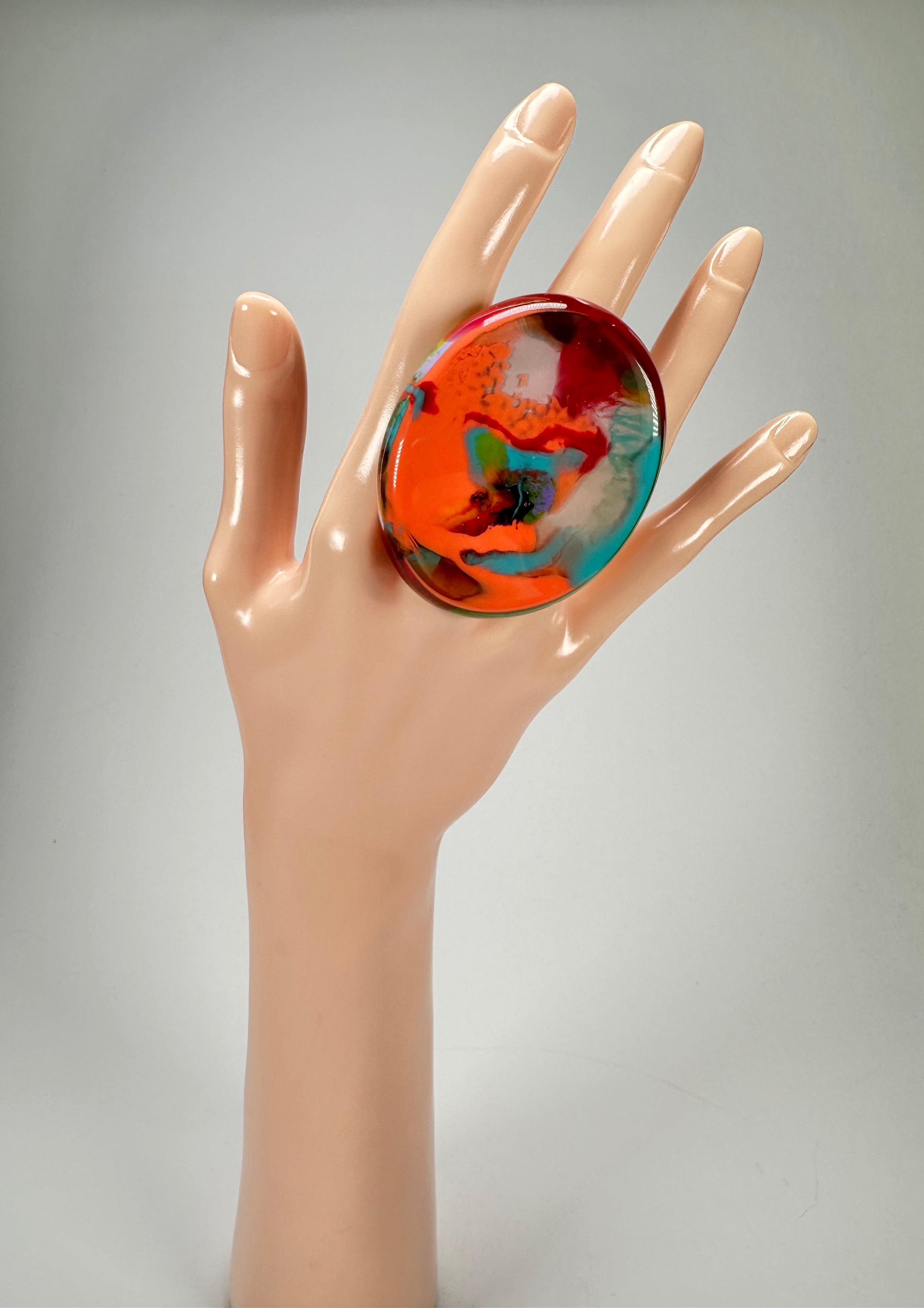 Sobral - Multi-Colour "Munique" K.Polido Resin Ring ( 005145 ) - Size UK P / US 8