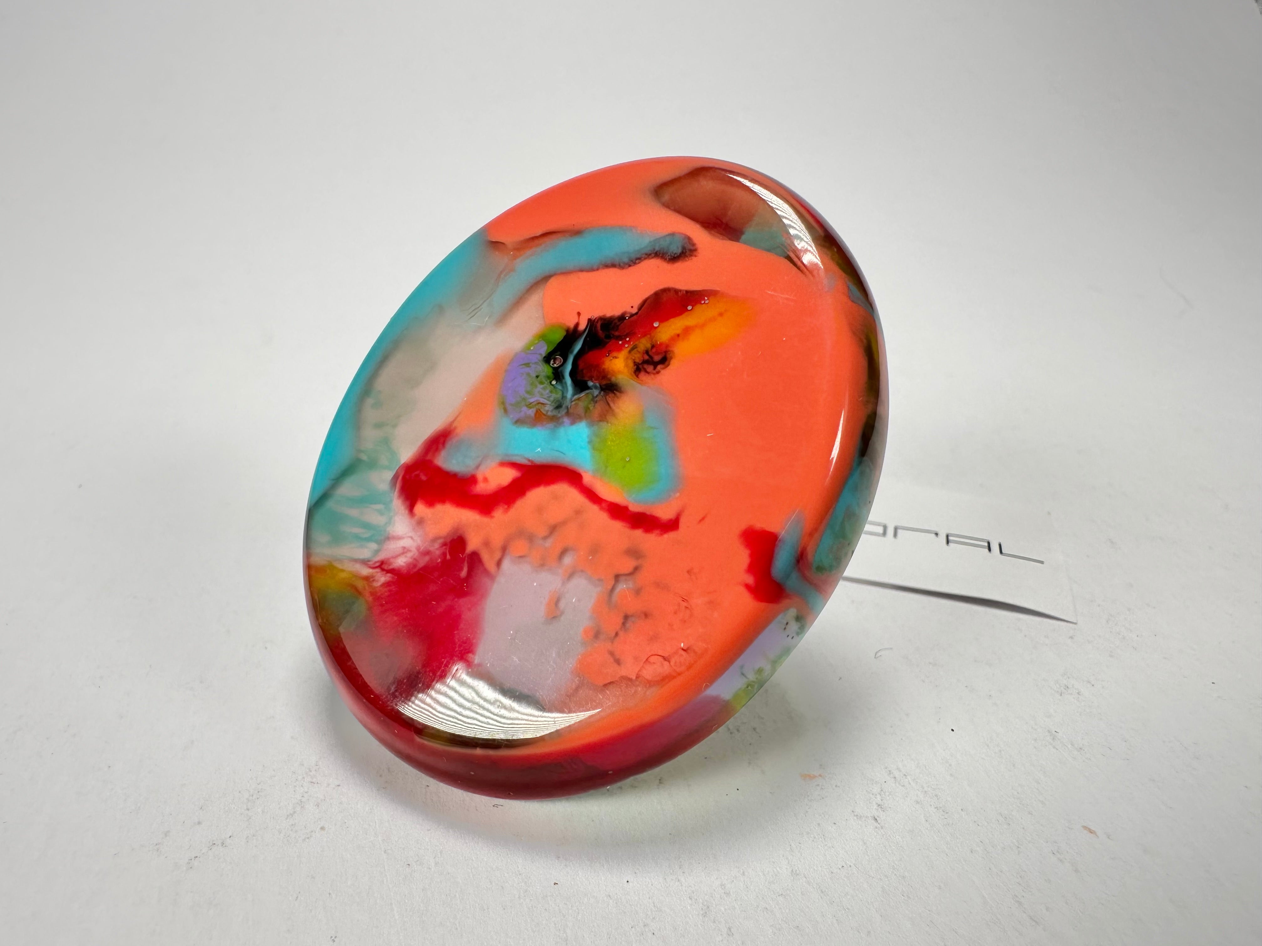 Sobral - Multi-Colour "Munique" K.Polido Resin Ring ( 005145 ) - Size UK P / US 8