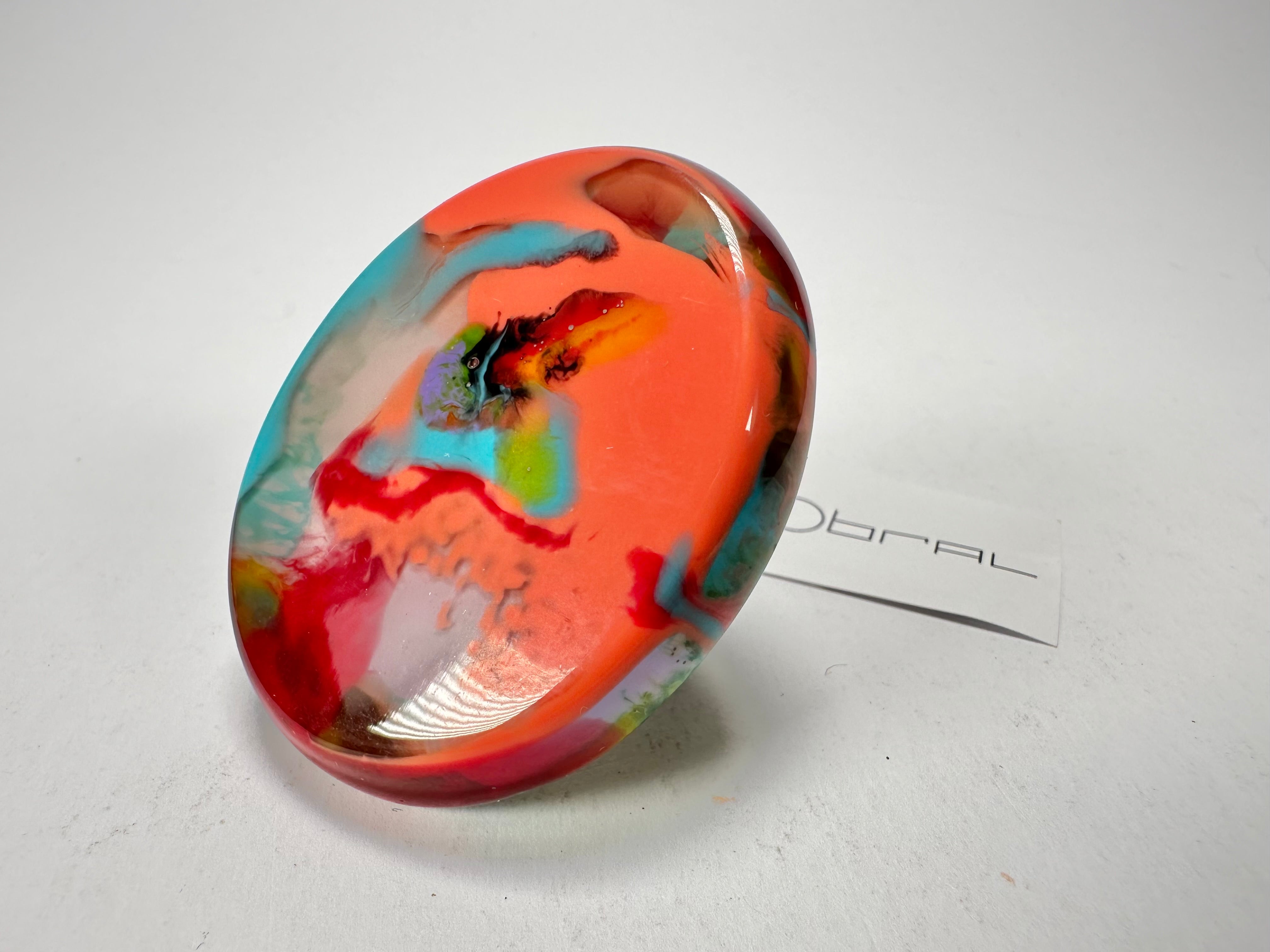 Sobral - Multi-Colour "Munique" K.Polido Resin Ring ( 005145 ) - Size UK P / US 8