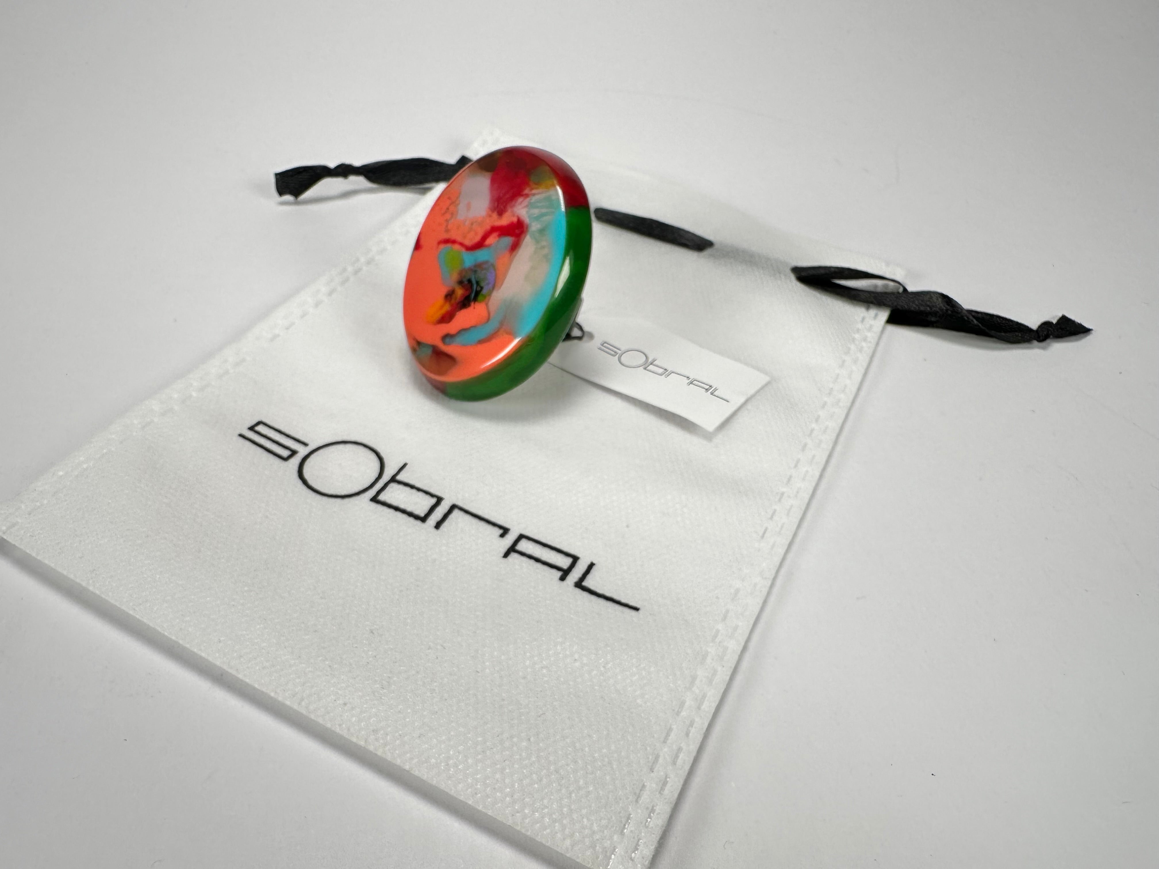 Sobral - Multi-Colour "Munique" K.Polido Resin Ring ( 005145 ) - Size UK P / US 8