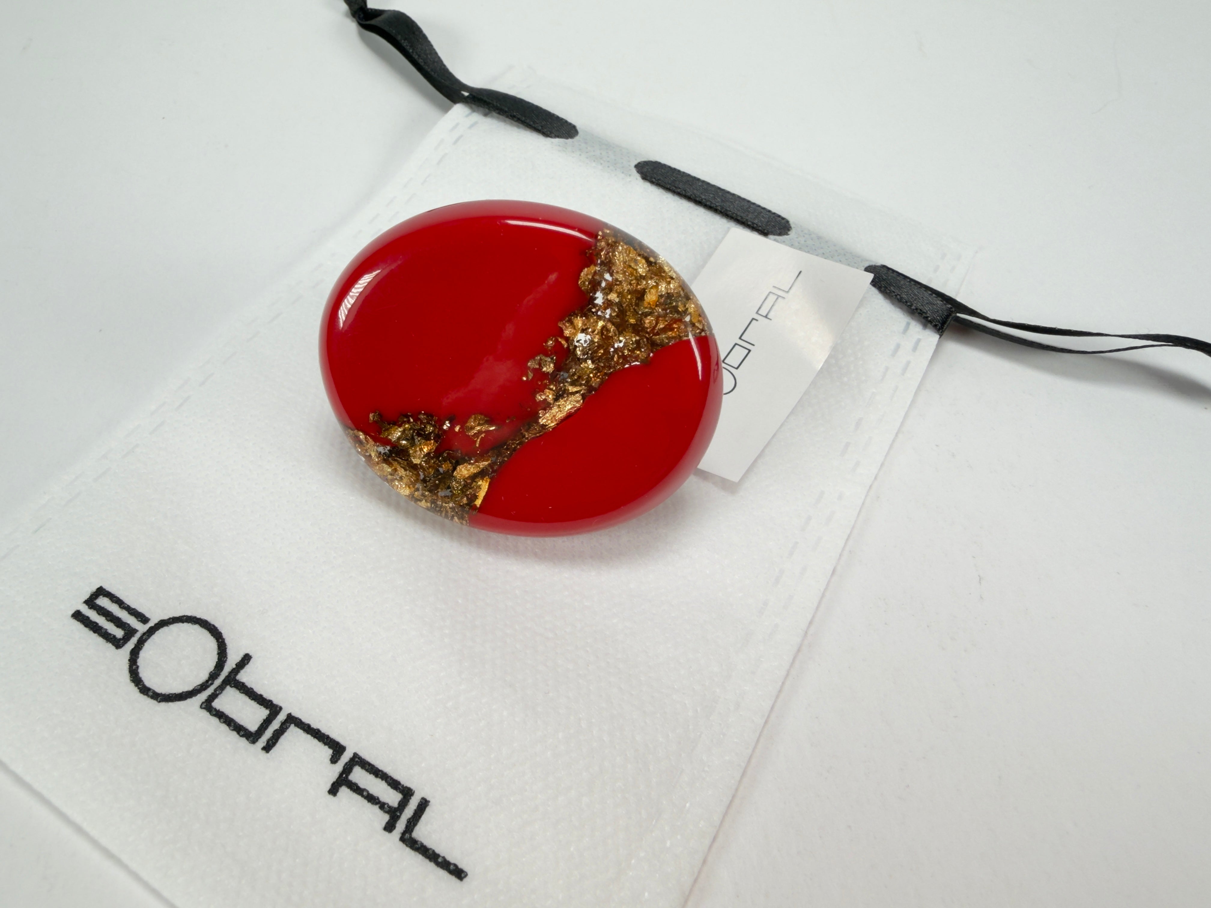 Sobral - Metalique "Munique" Orlando Red Resin Ring ( 005145 ) - Size UK M / US 6