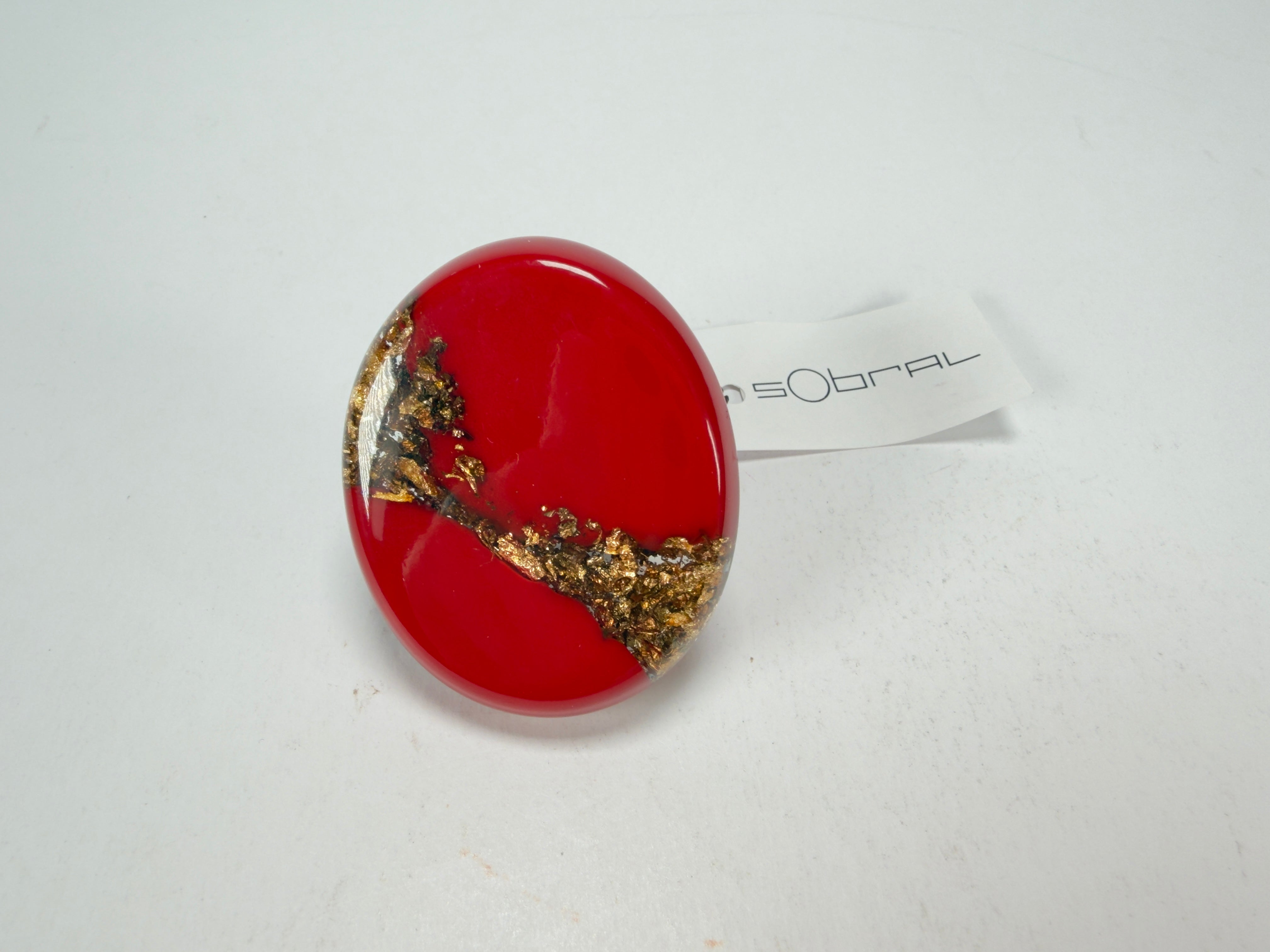 Sobral - Metalique "Munique" Orlando Red Resin Ring ( 005145 ) - Size UK M / US 6