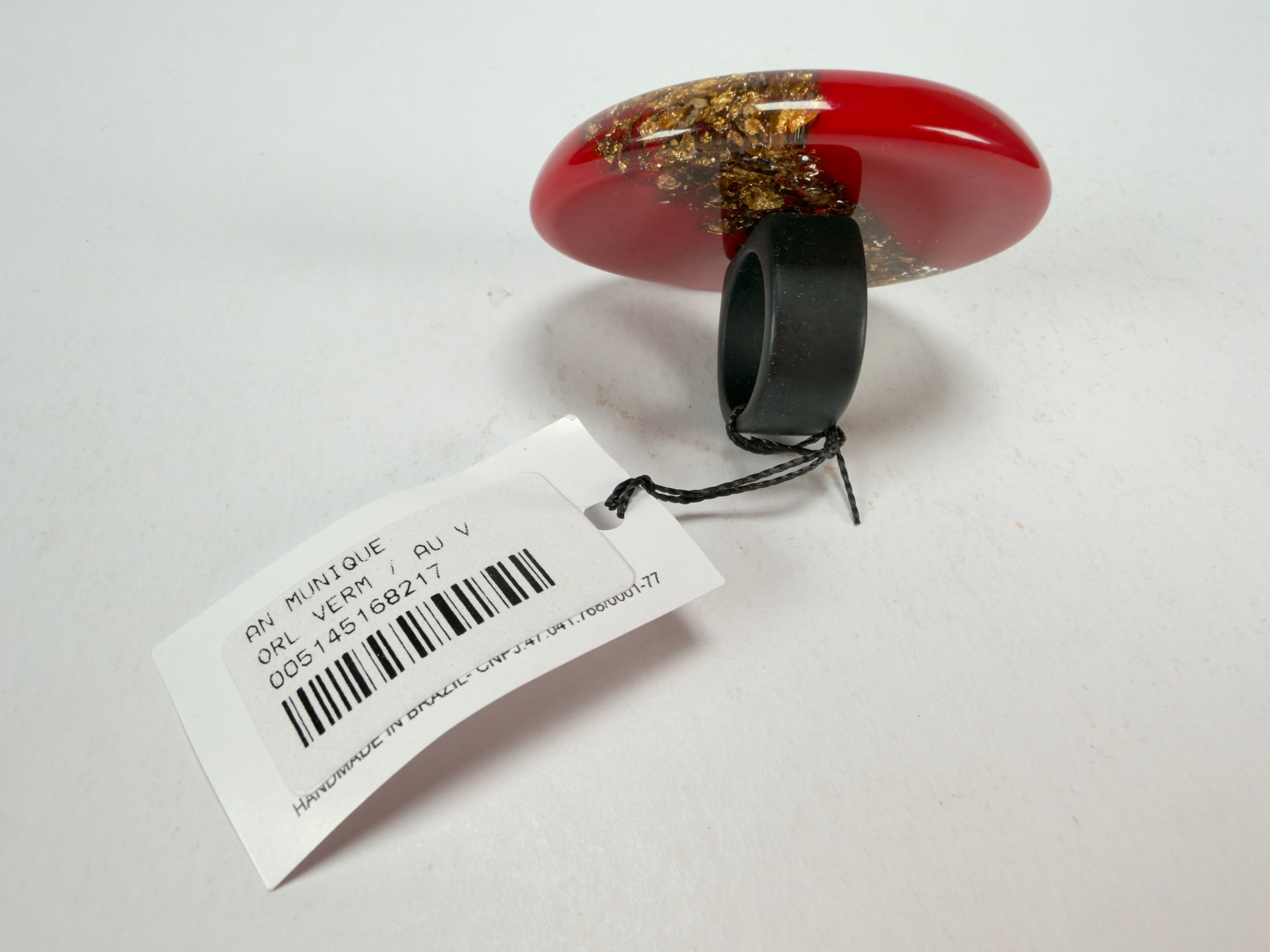 Sobral - Metalique "Munique" Orlando Red Resin Ring ( 005145 ) - Size UK M / US 6