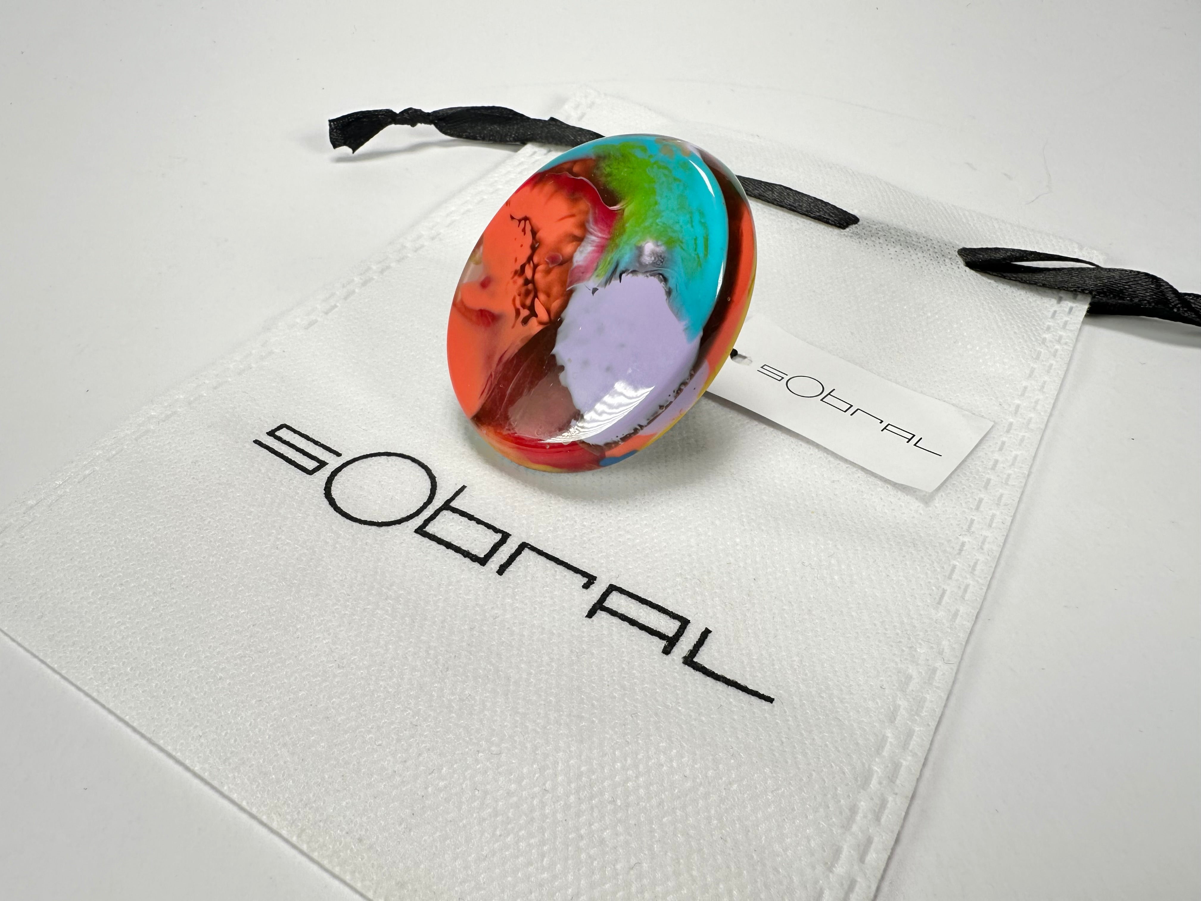 Sobral - Multi-Colour "Munique" K.Polido Resin Ring ( 005145 ) - Size UK S / US 9