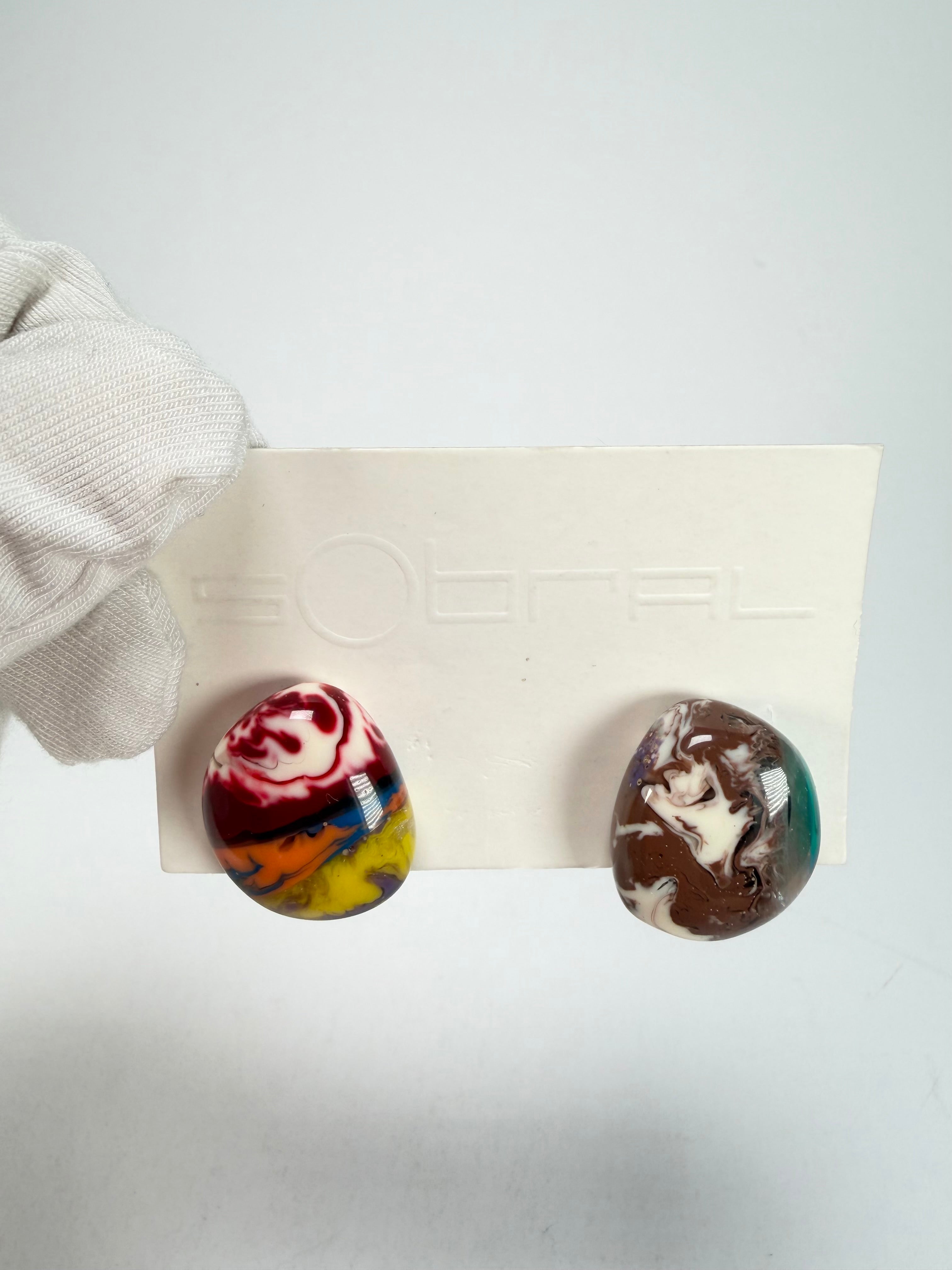 Sobral - Multi-Colour "Onda Wave" Pollock Resin Earrings ( 005330 )