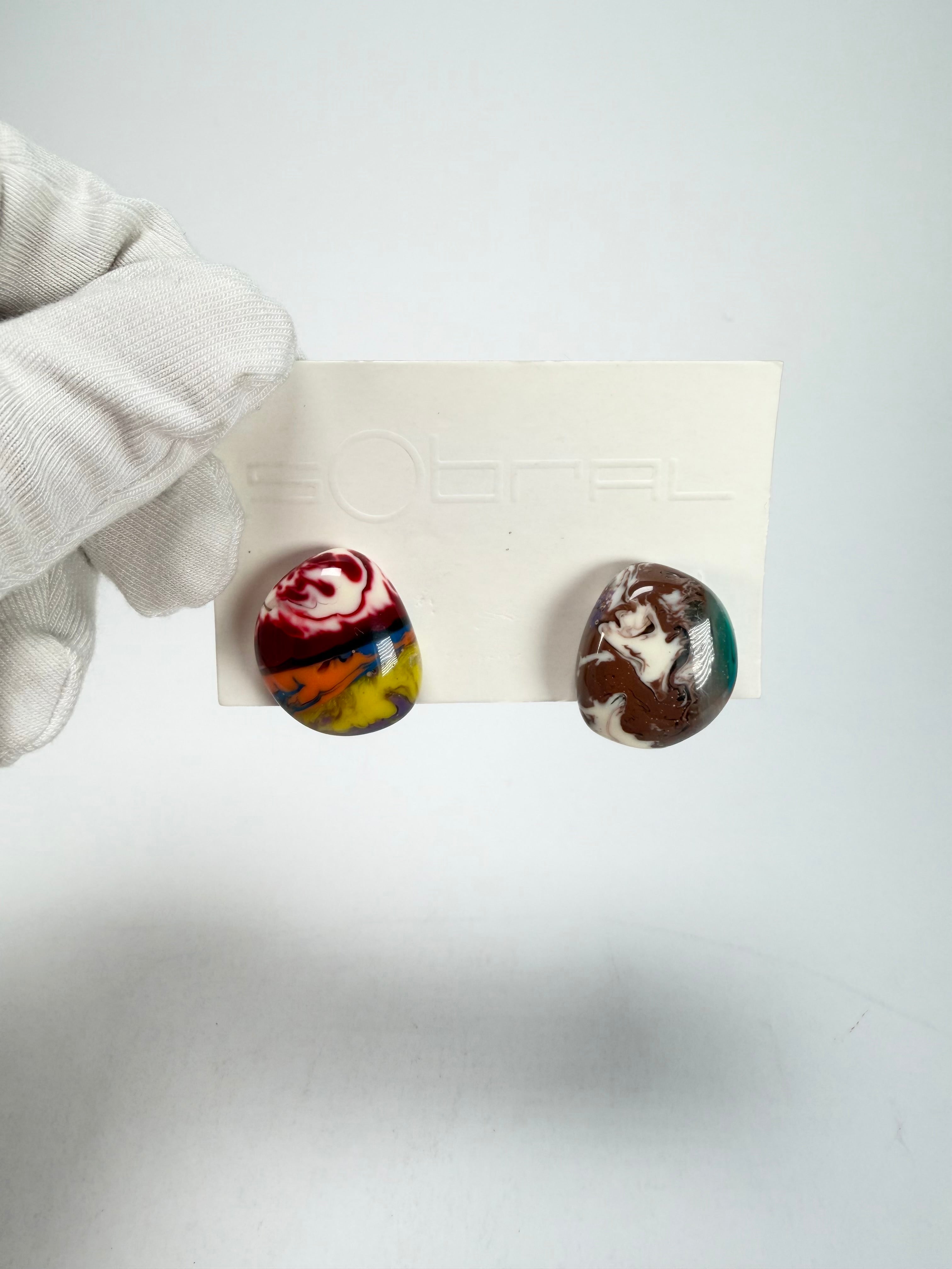 Sobral - Multi-Colour "Onda Wave" Pollock Resin Earrings ( 005330 )