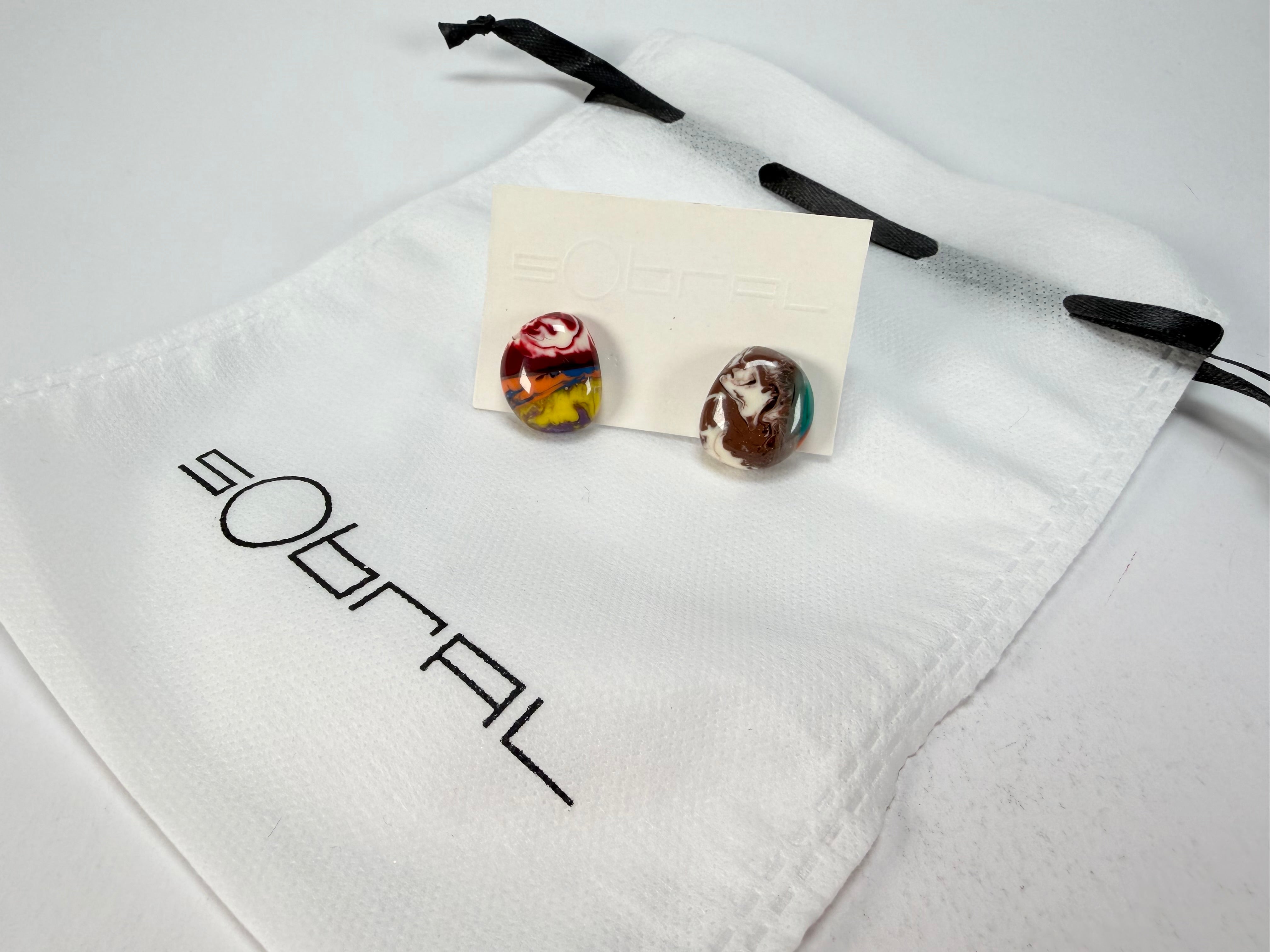 Sobral - Multi-Colour "Onda Wave" Pollock Resin Earrings ( 005330 )